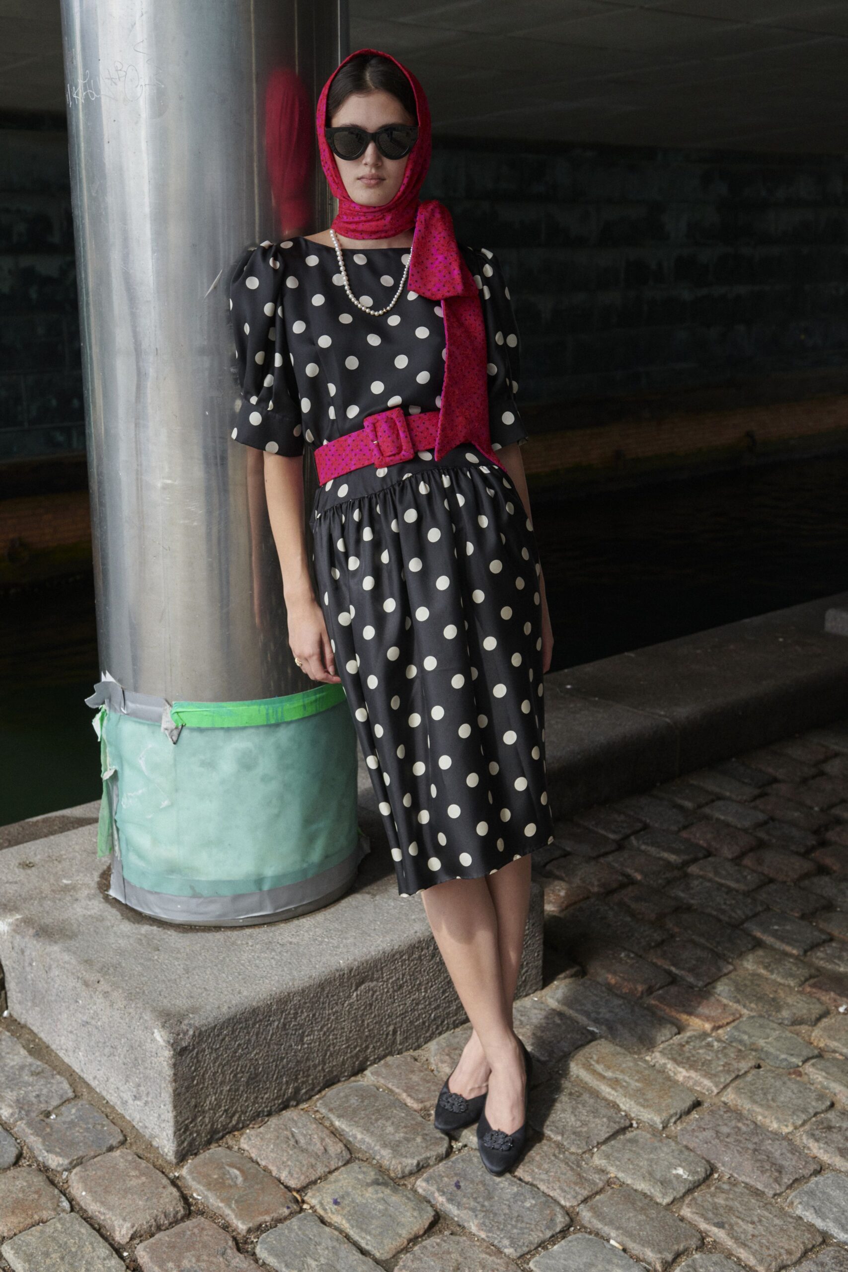 pink silk wrap relaxed printed scarf
