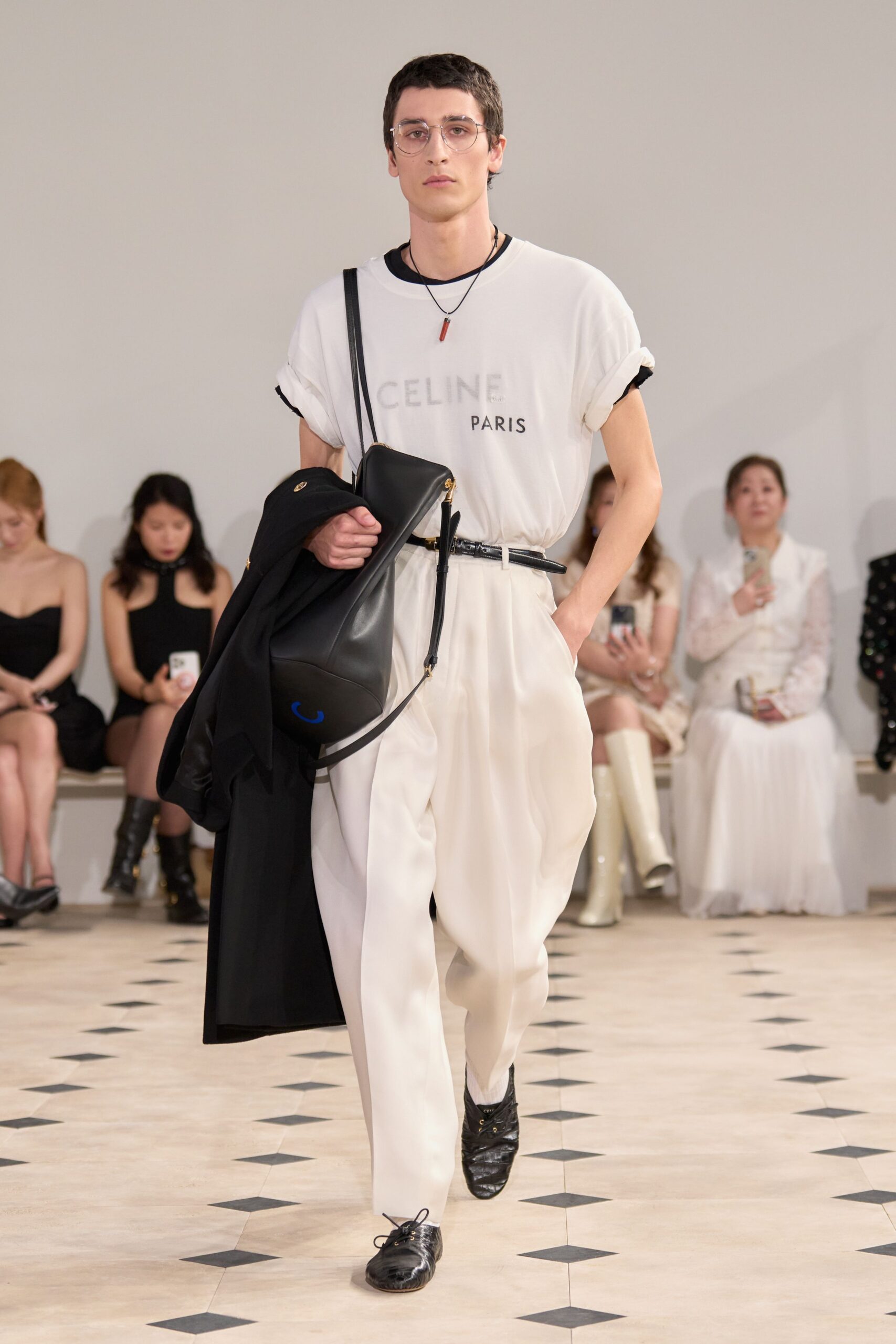 white t-shirt with black pants