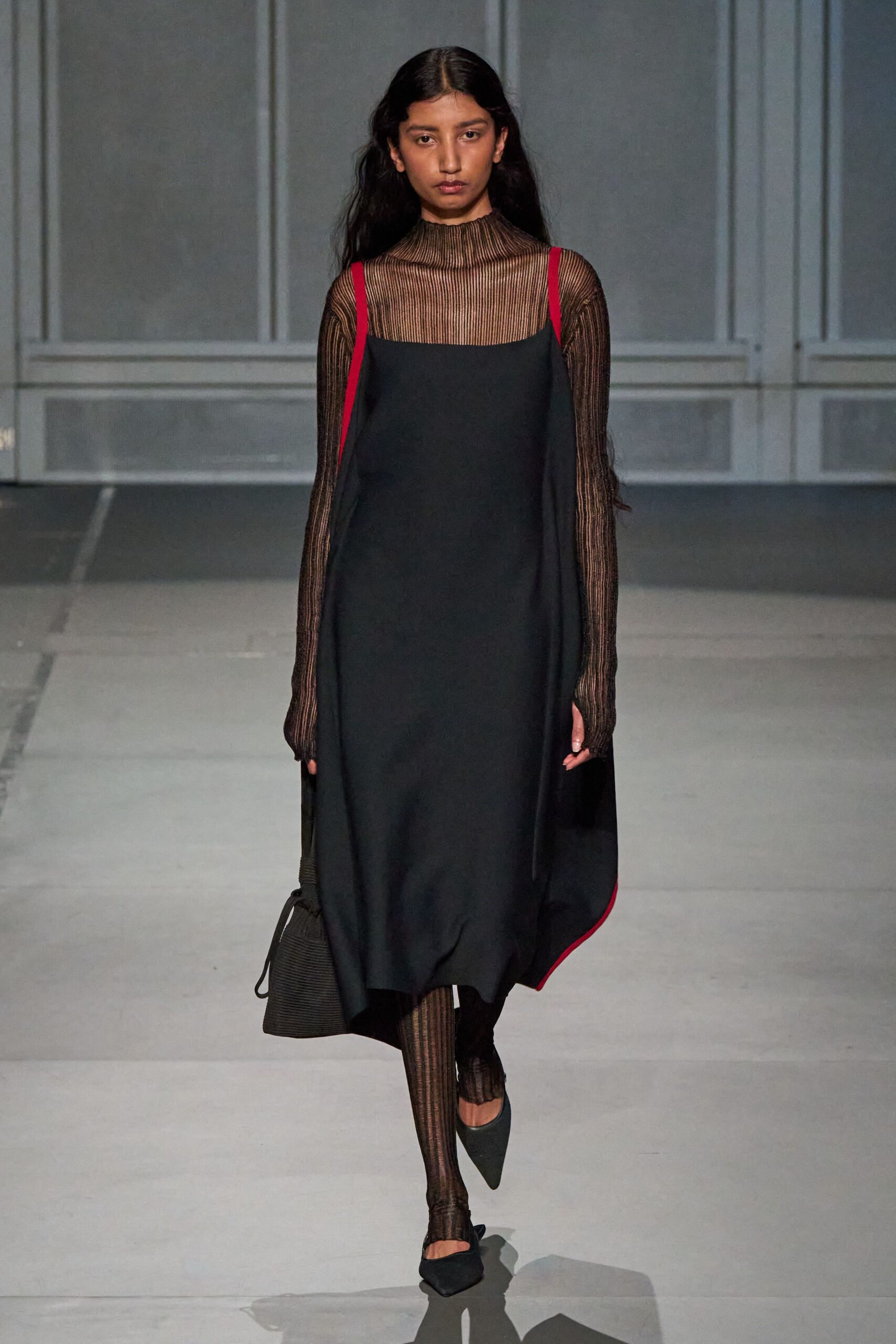 black silk layered dress