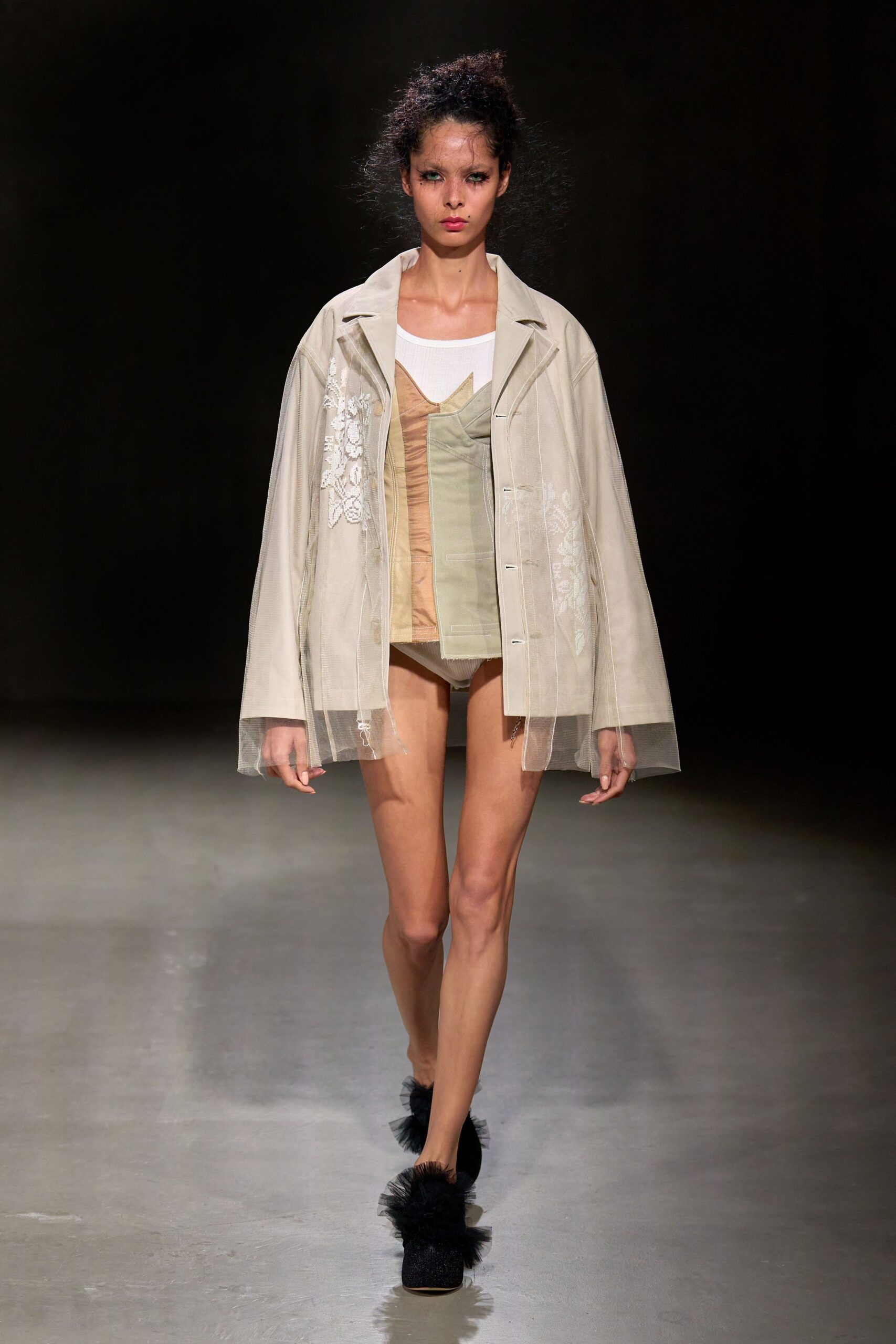 beige relaxed jacket with embroidered detail