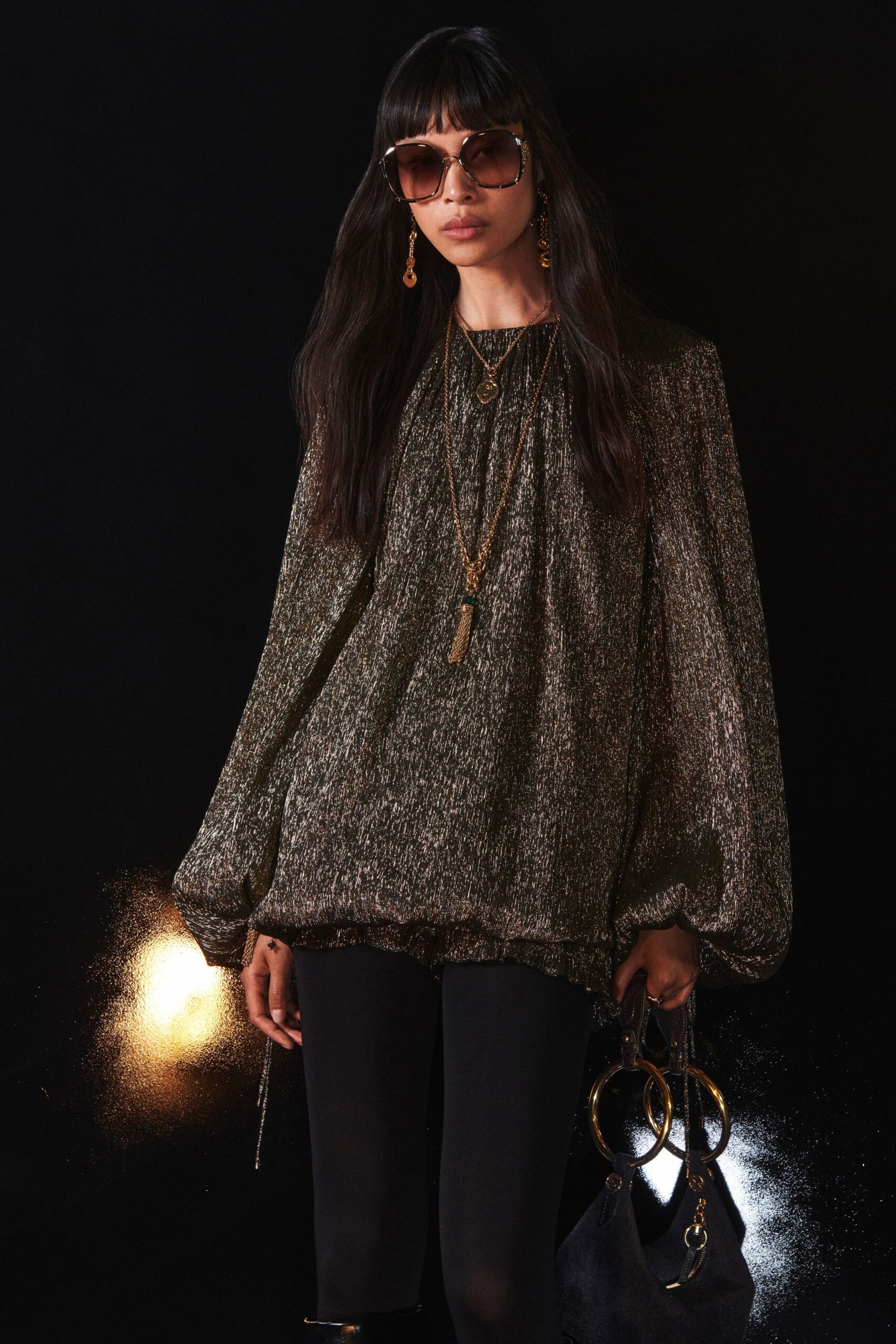 black gold relaxed top with leggings