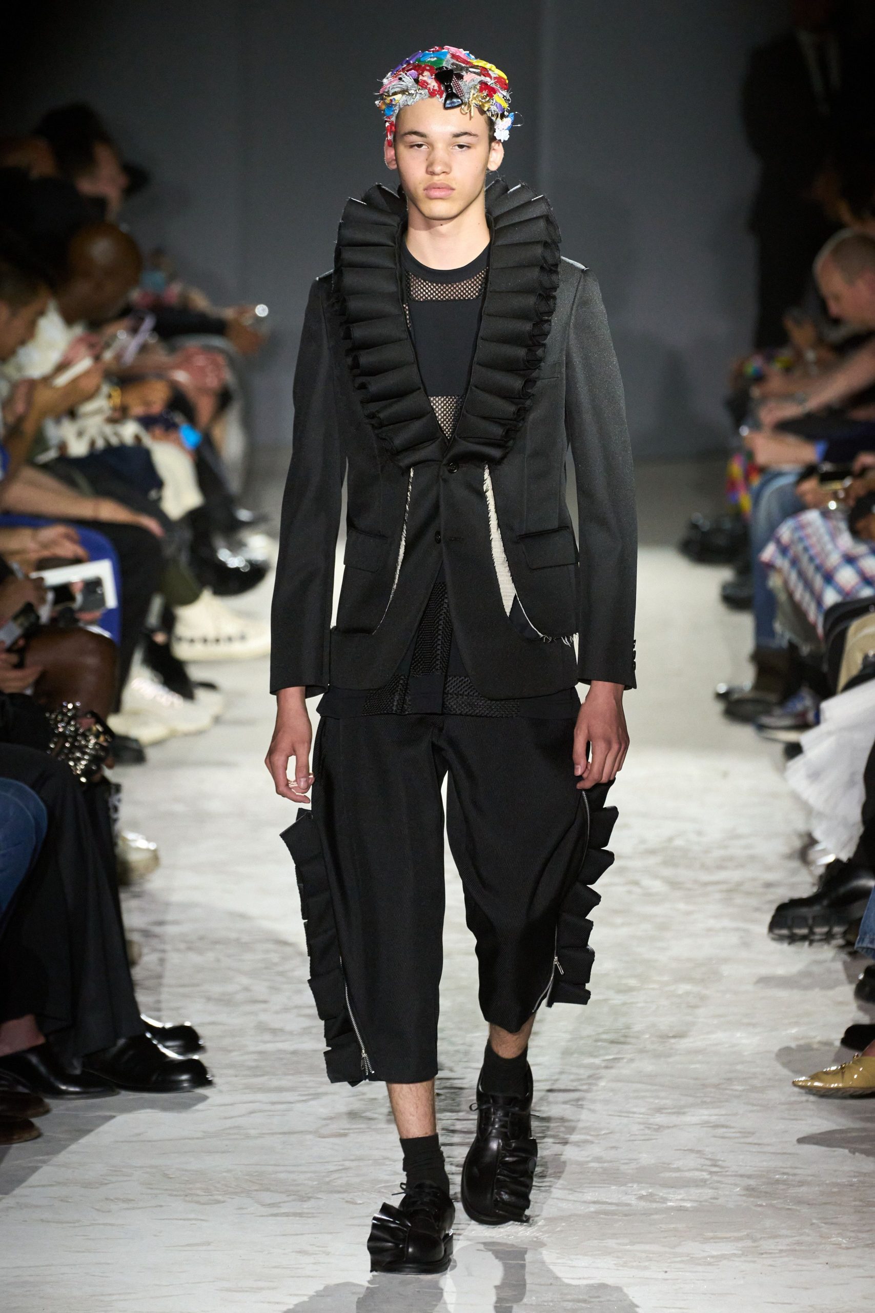black blazer and relaxed pants