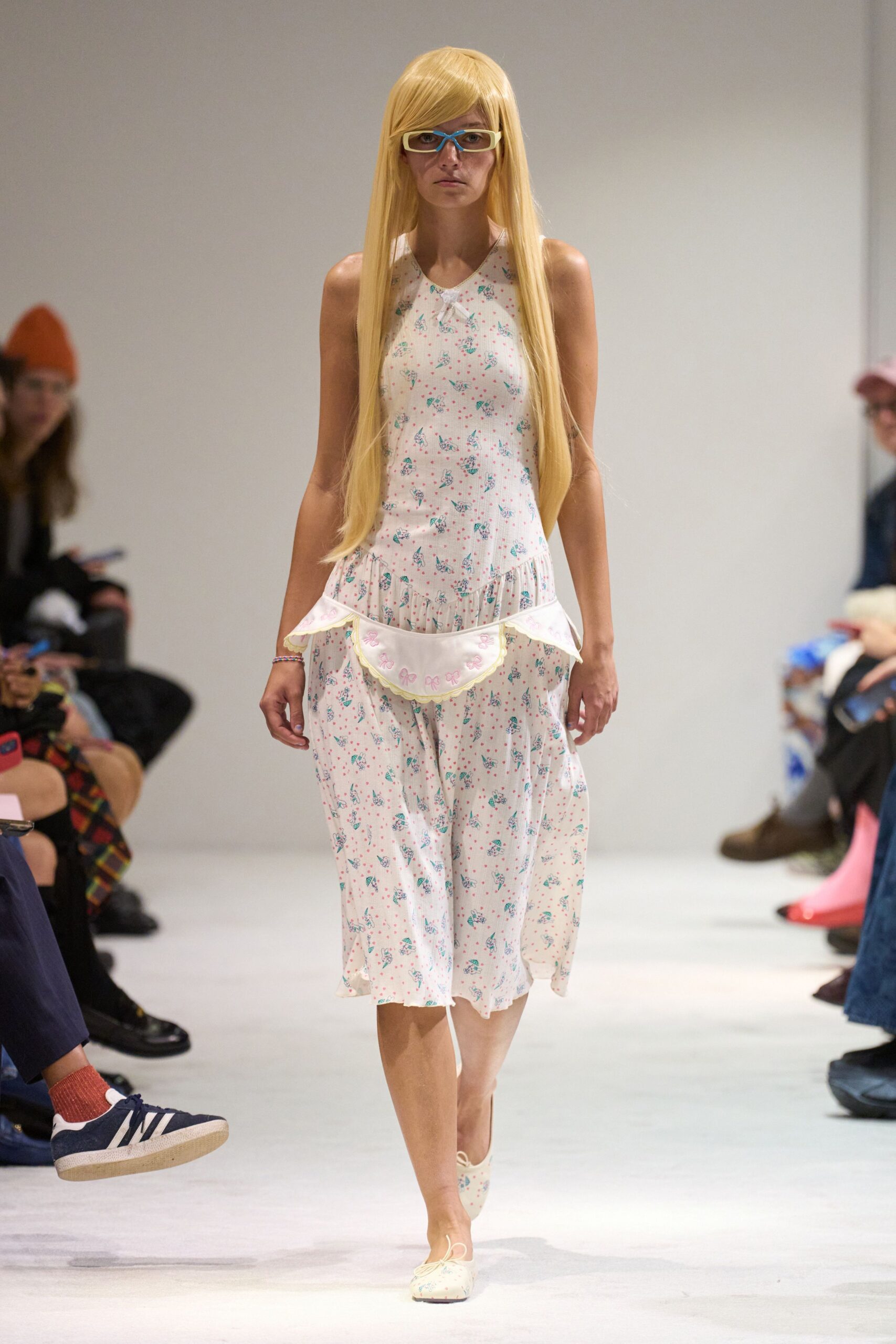 floral midi dress with sunglasses