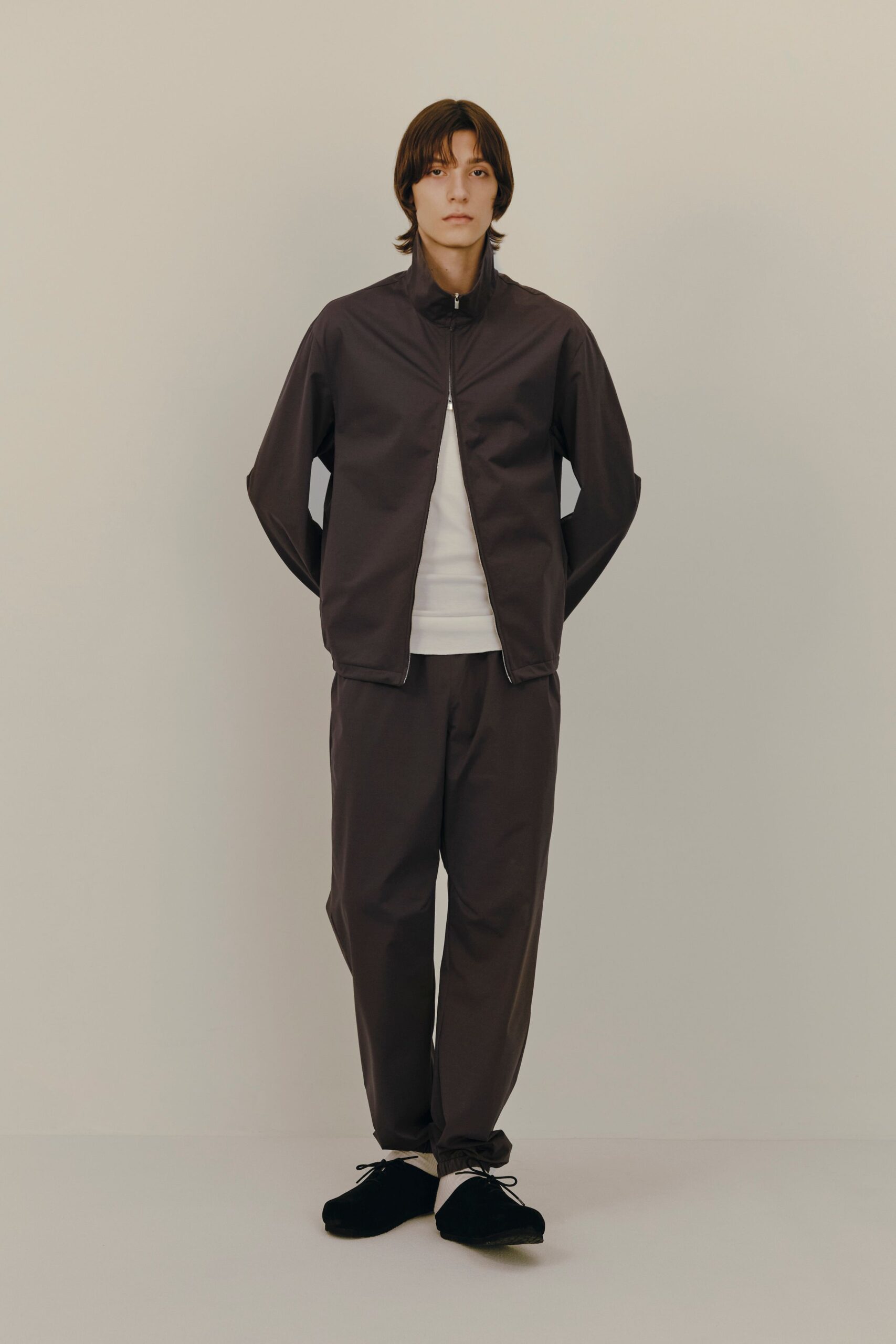 brown relaxed jacket and pants