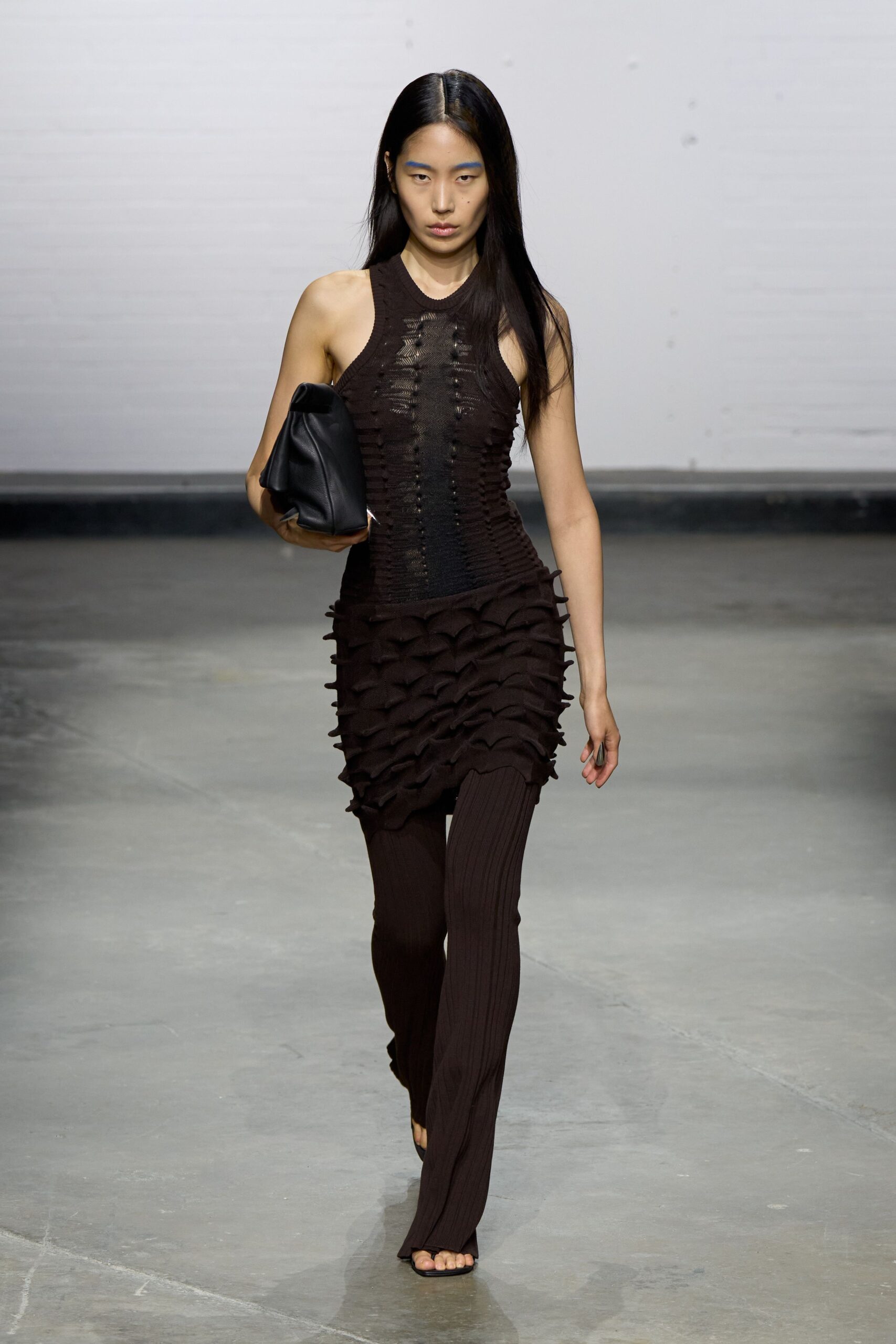 brown cotton fitted ribbed pants