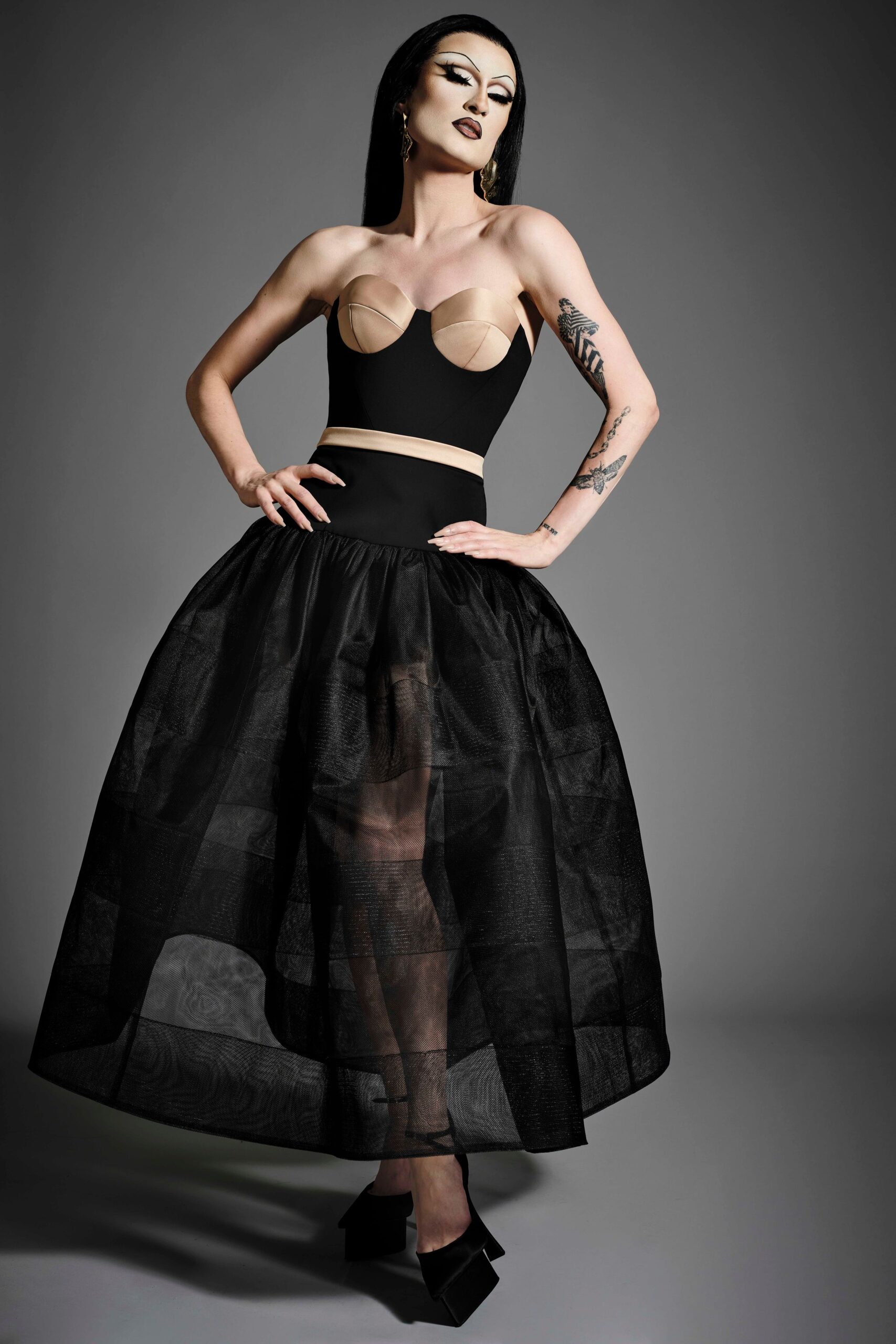 black tulle skirt with fitted top