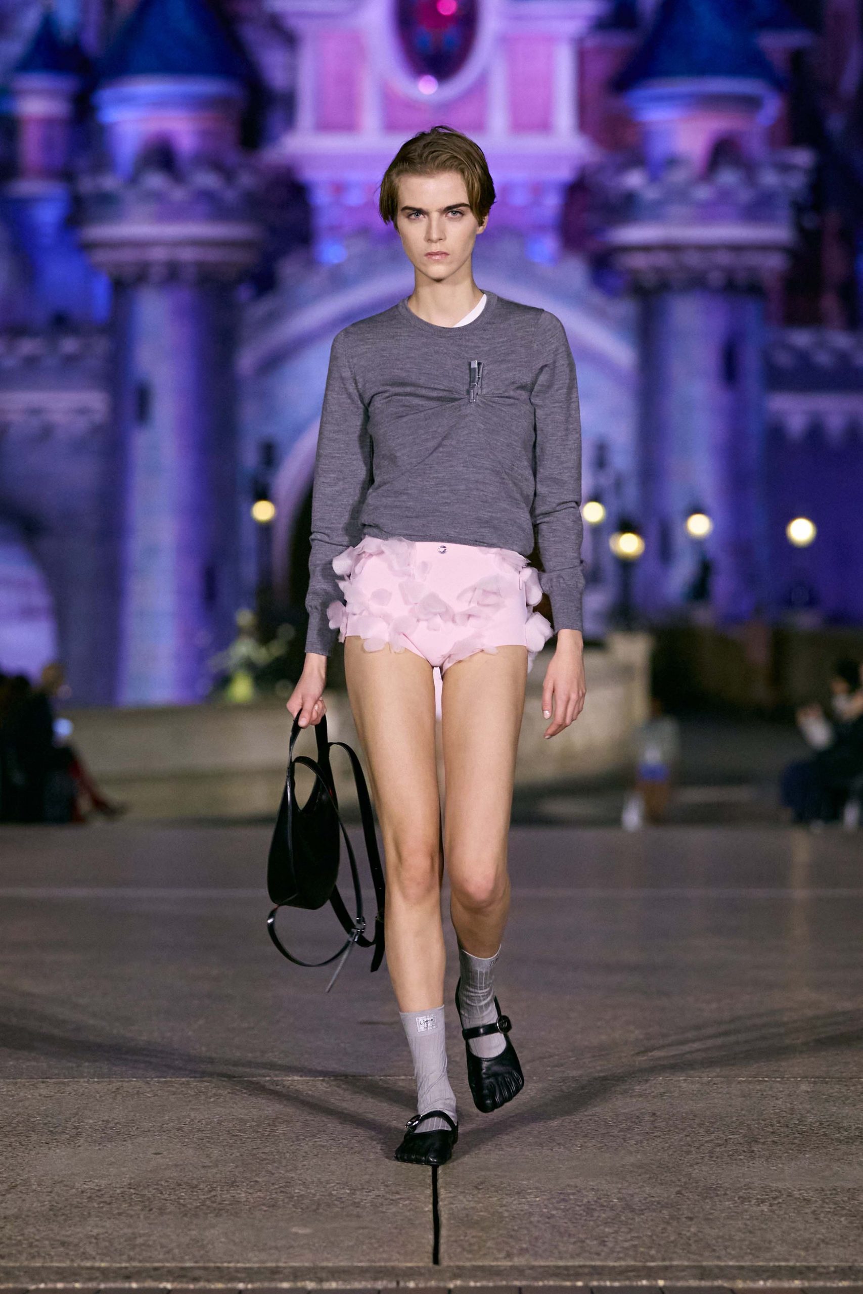 pink cotton fitted ruffled short shorts