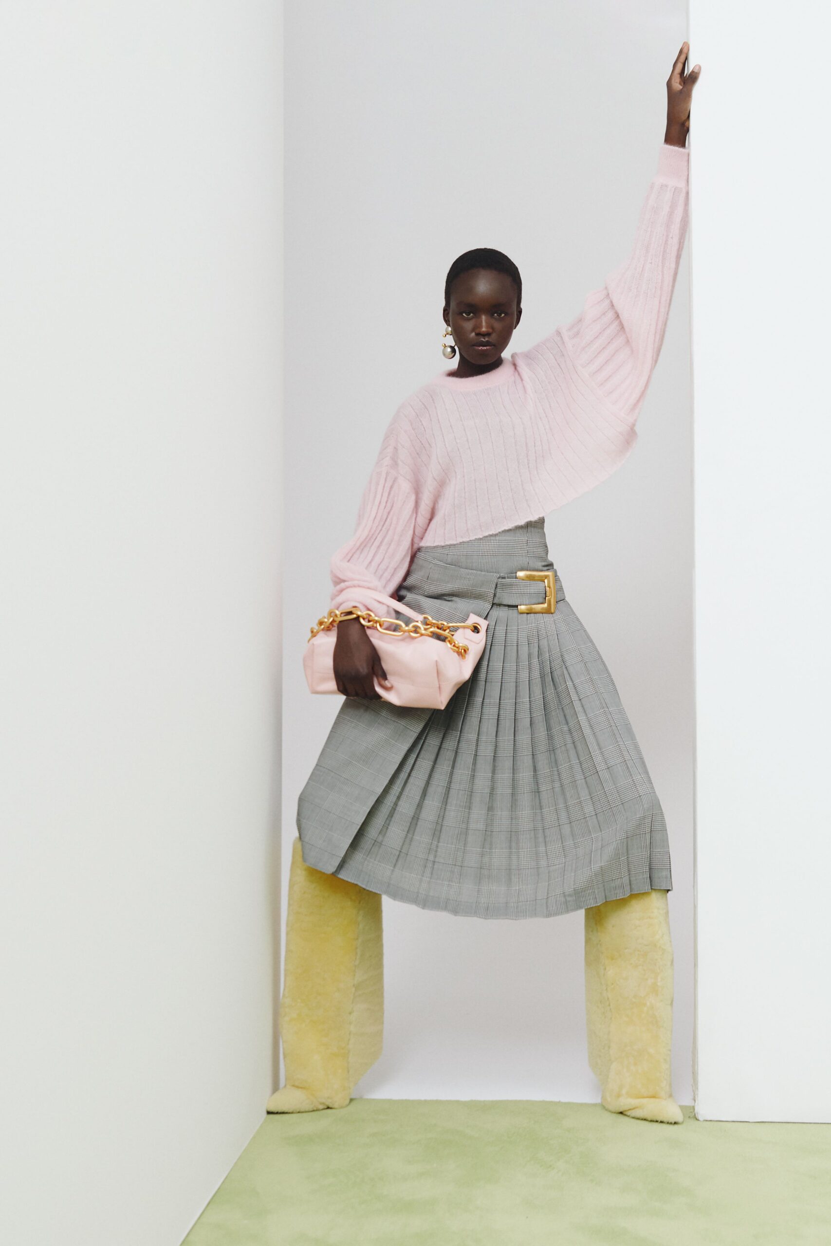 pink leather structured embellished shiny bag