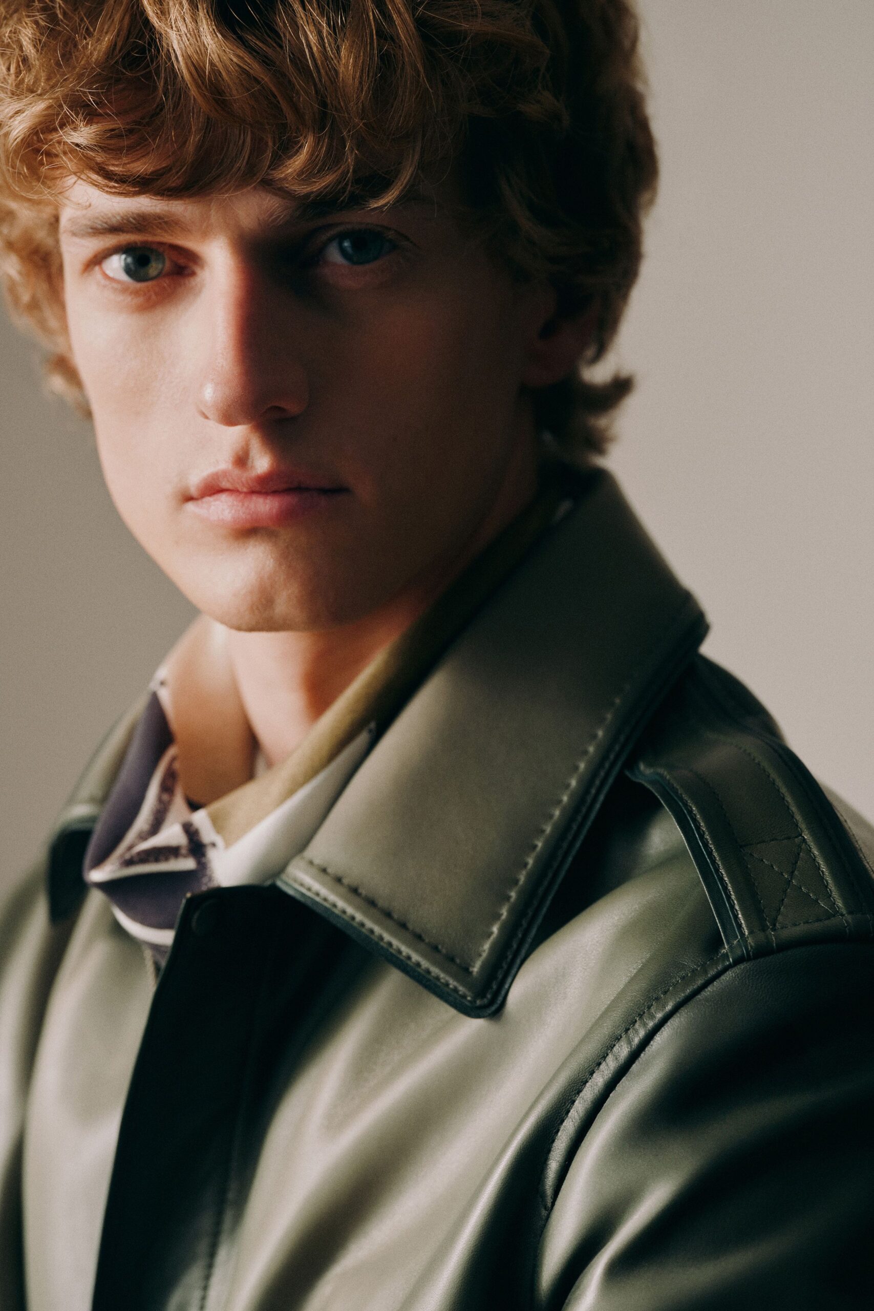 fitted green leather jacket