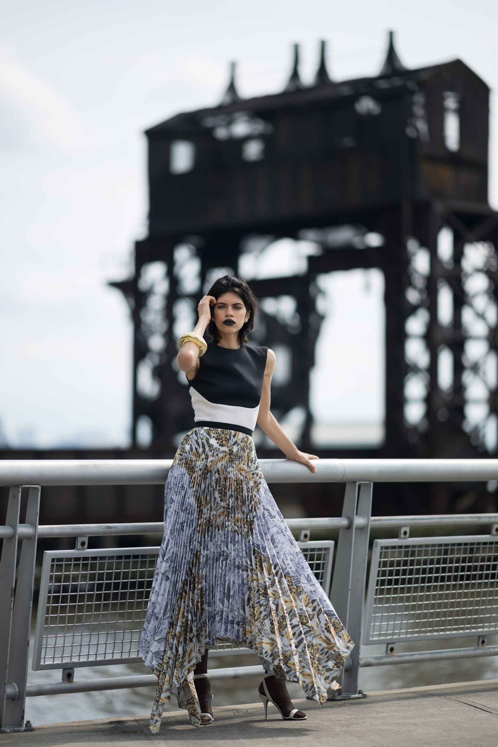 multi silk relaxed pleated tiered flowing maxi skirt