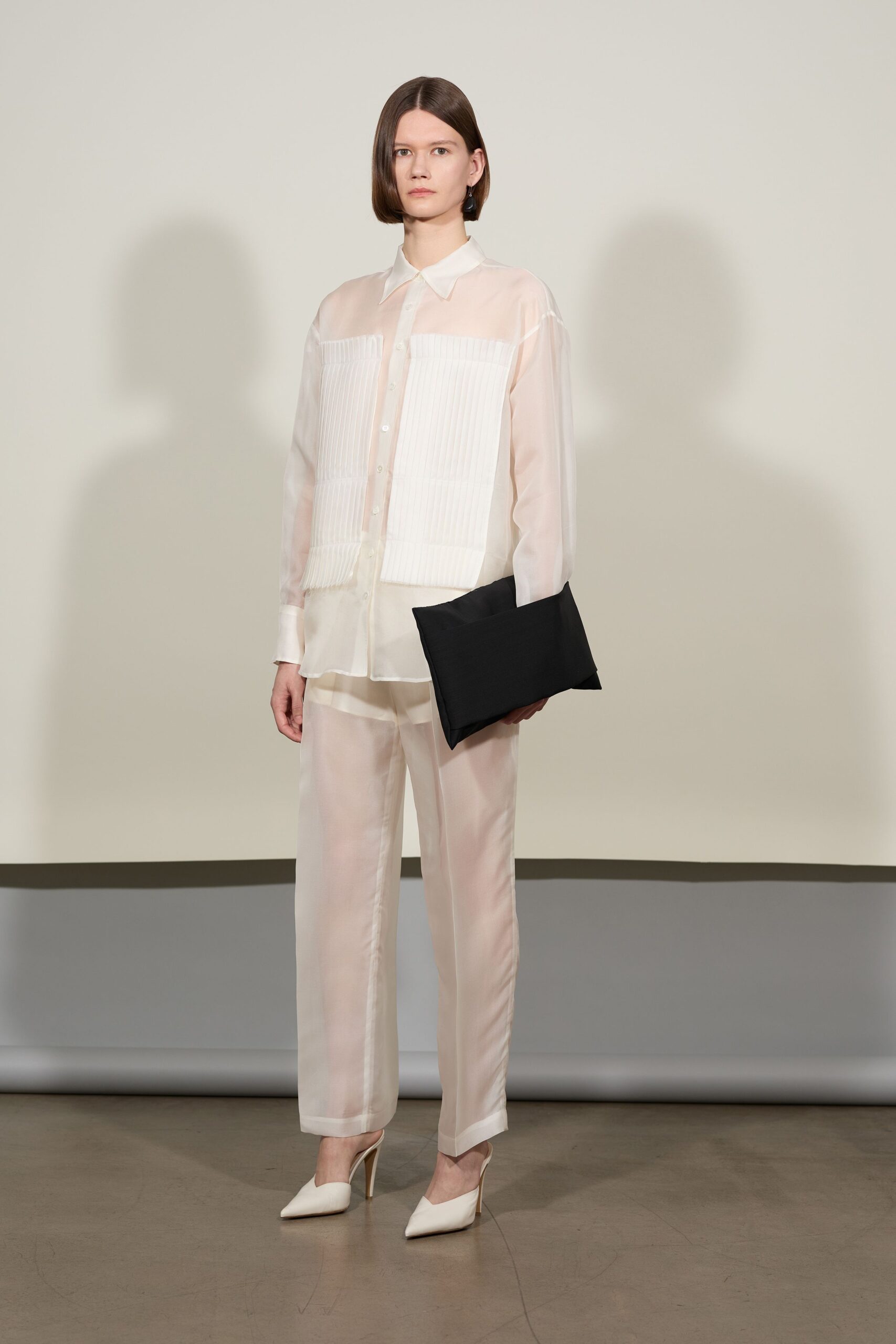 white silk relaxed sheer pants