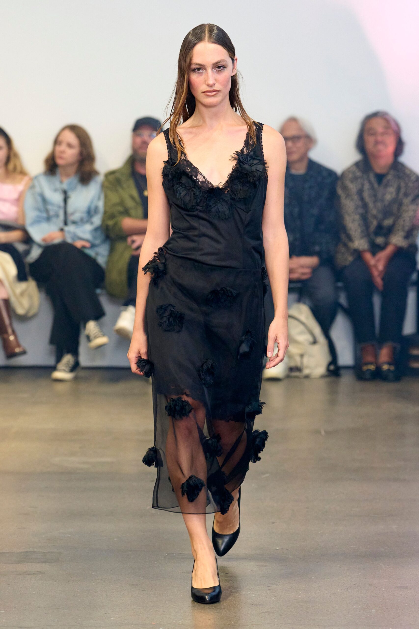 black silk sleeveless v-neck fitted draped embellished dress