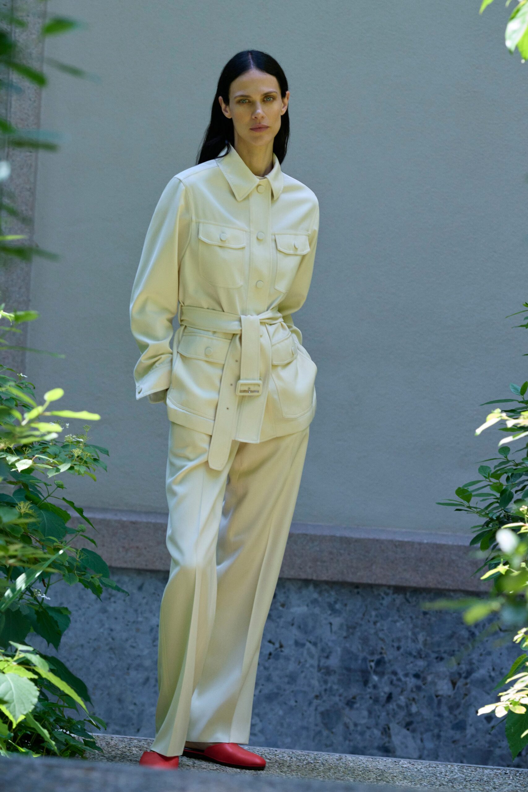 beige tailored jacket and pants