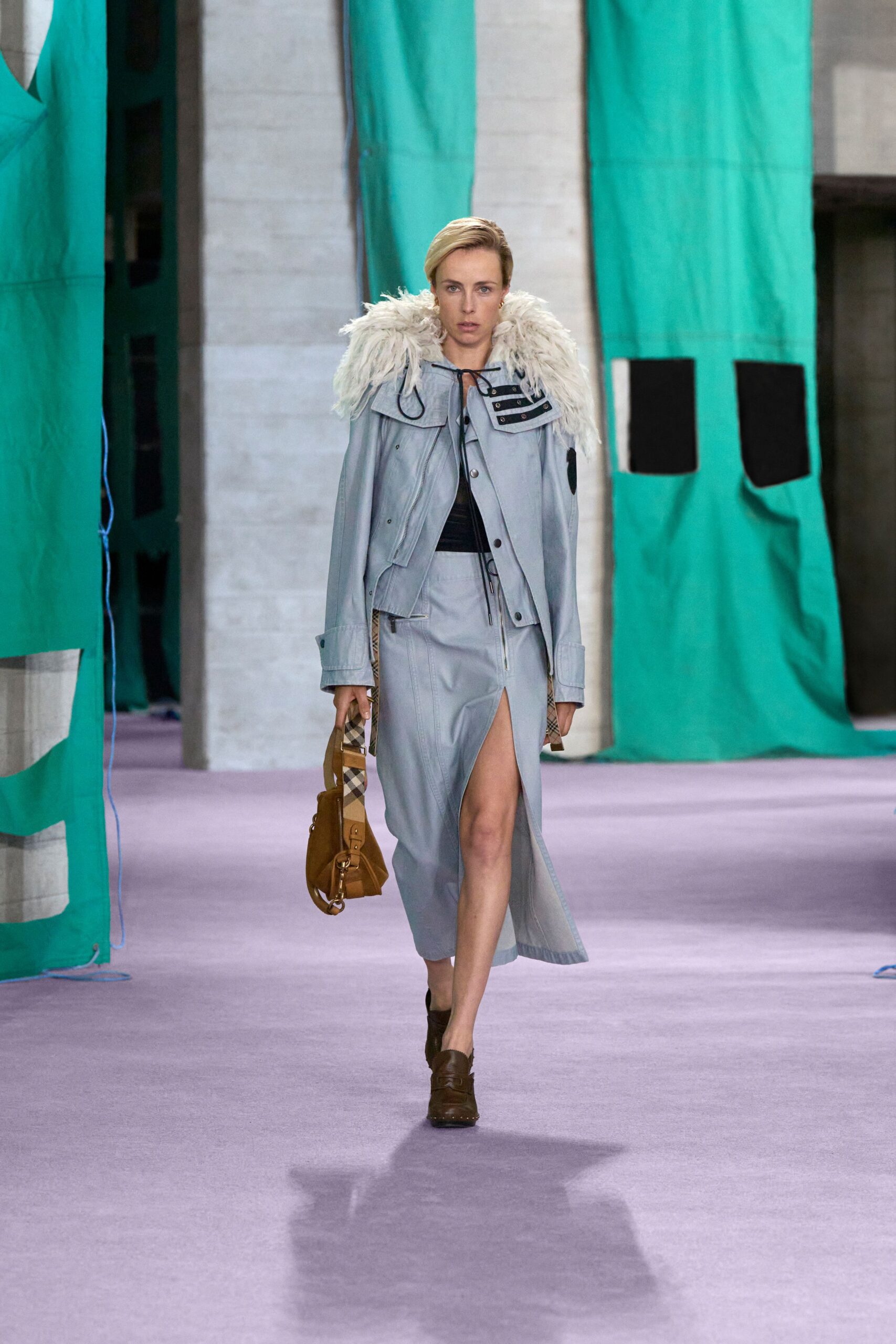 blue denim jacket and skirt
