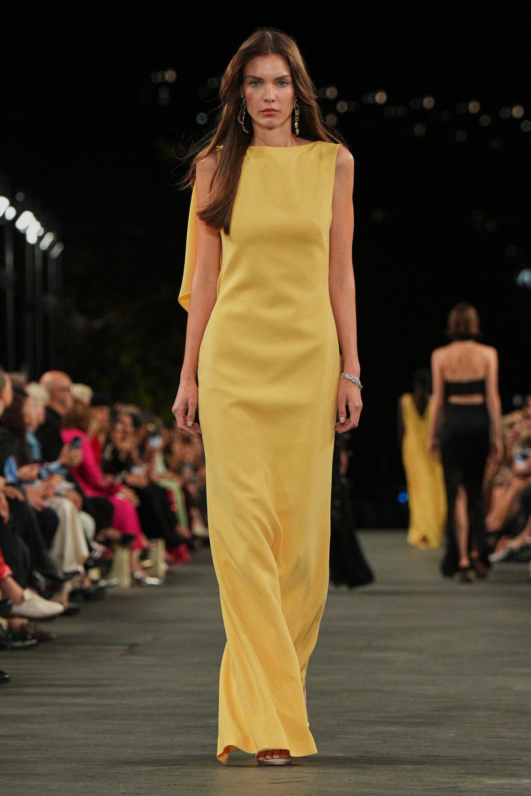 yellow sleeveless gown
