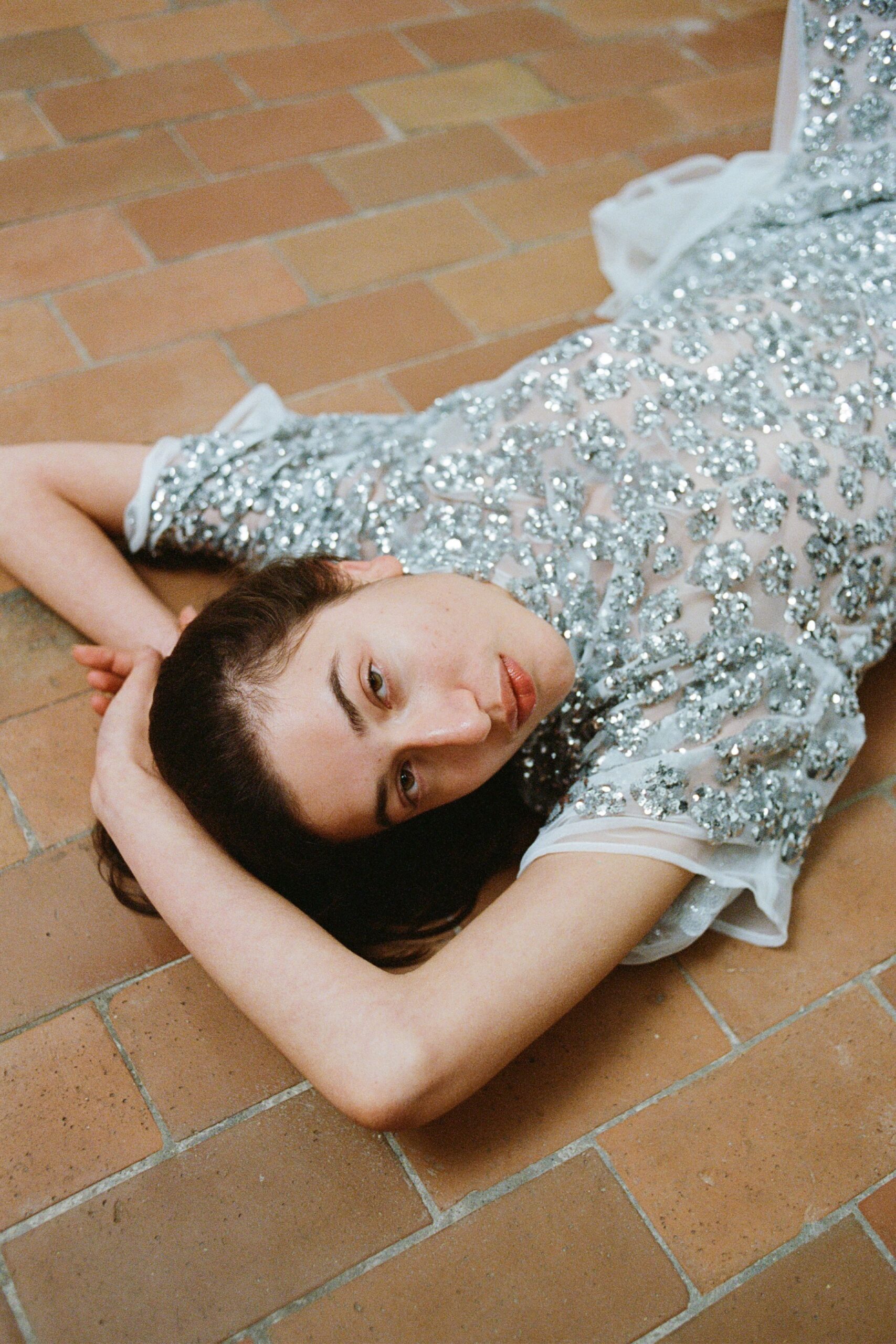 silver embellished midi dress