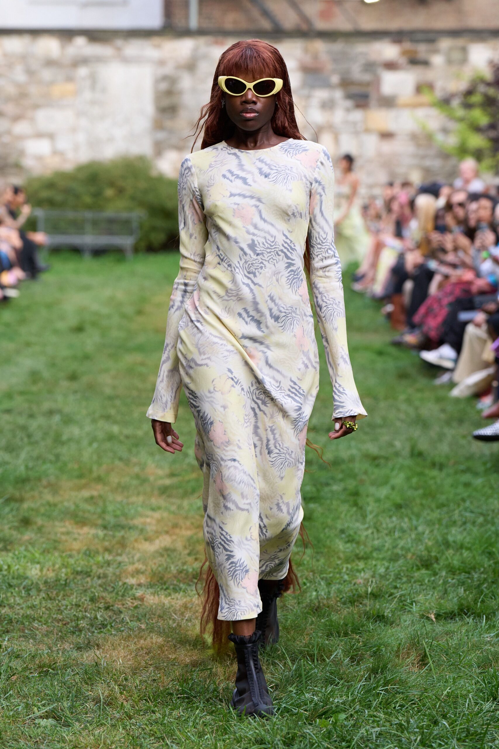 fitted printed midi dress
