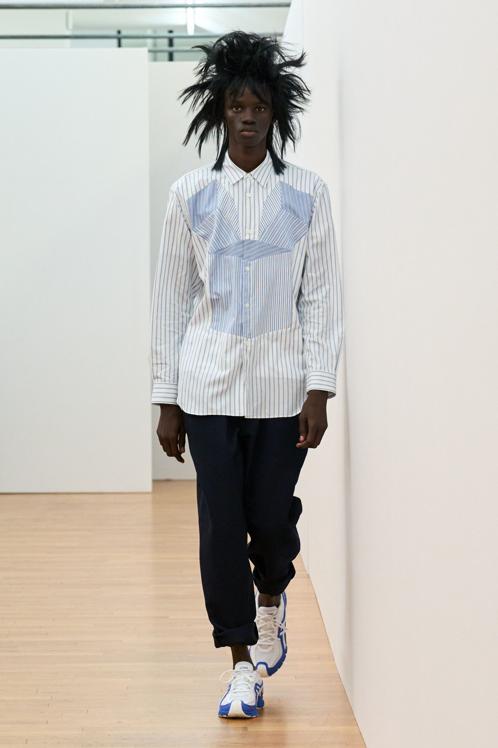 relaxed striped shirt with black pants