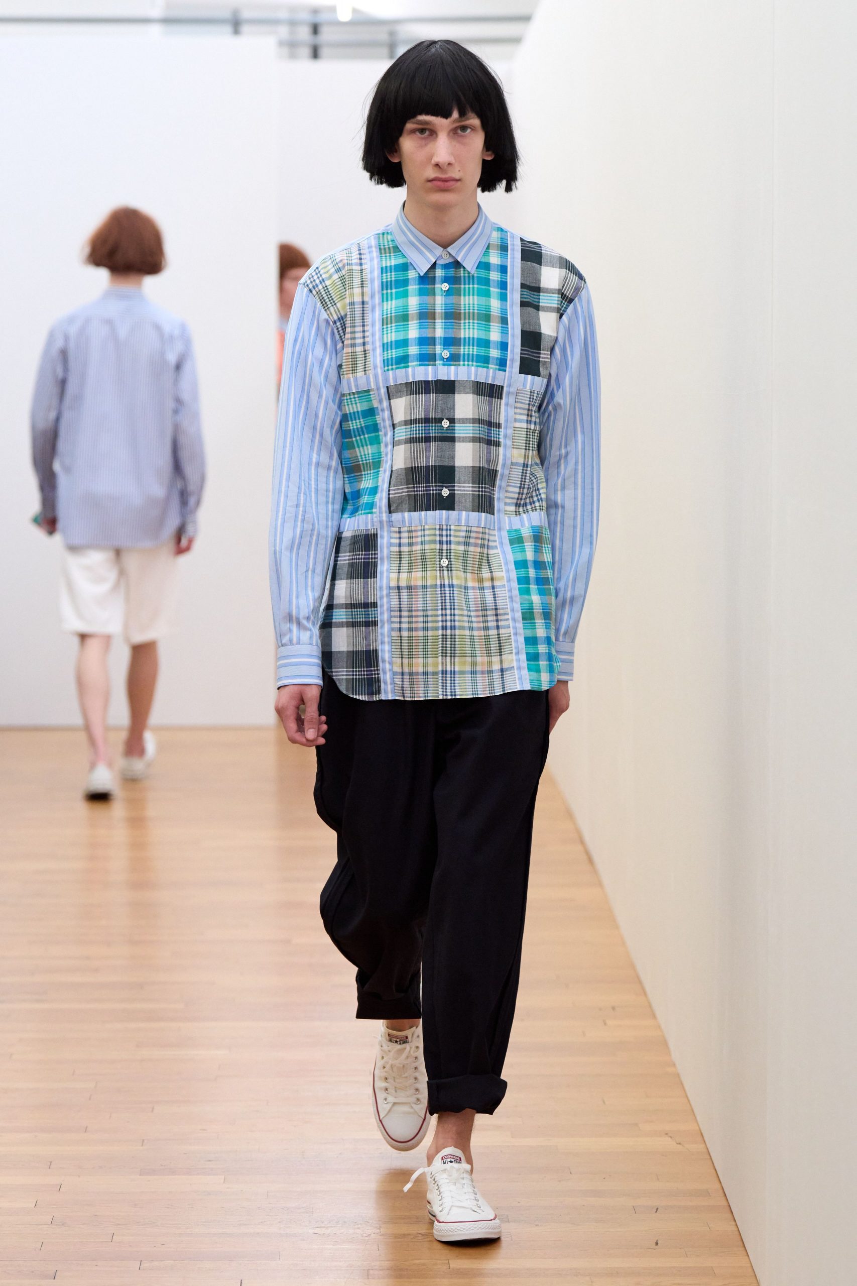 relaxed checked shirt with black pants