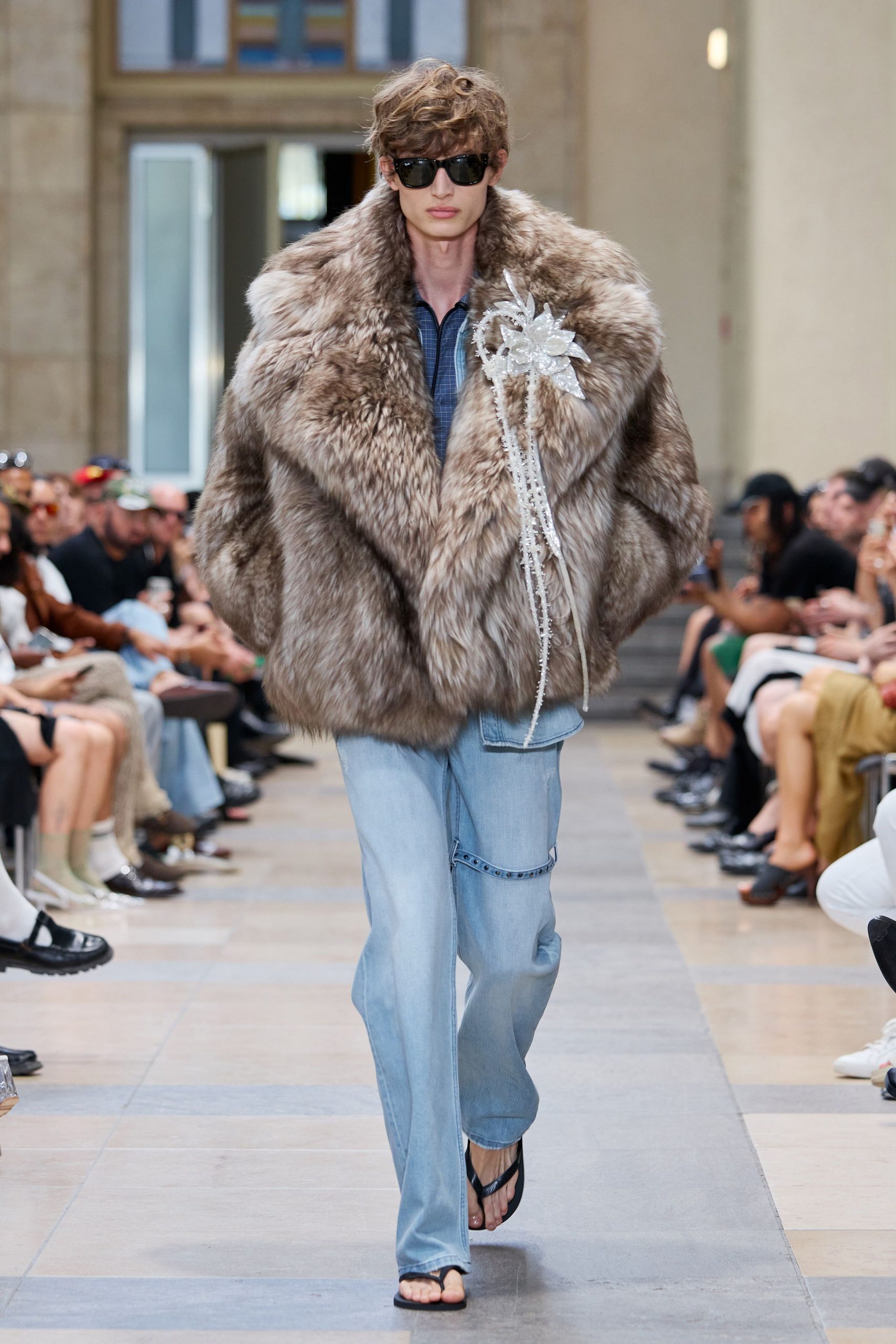 brown fur oversized coat
