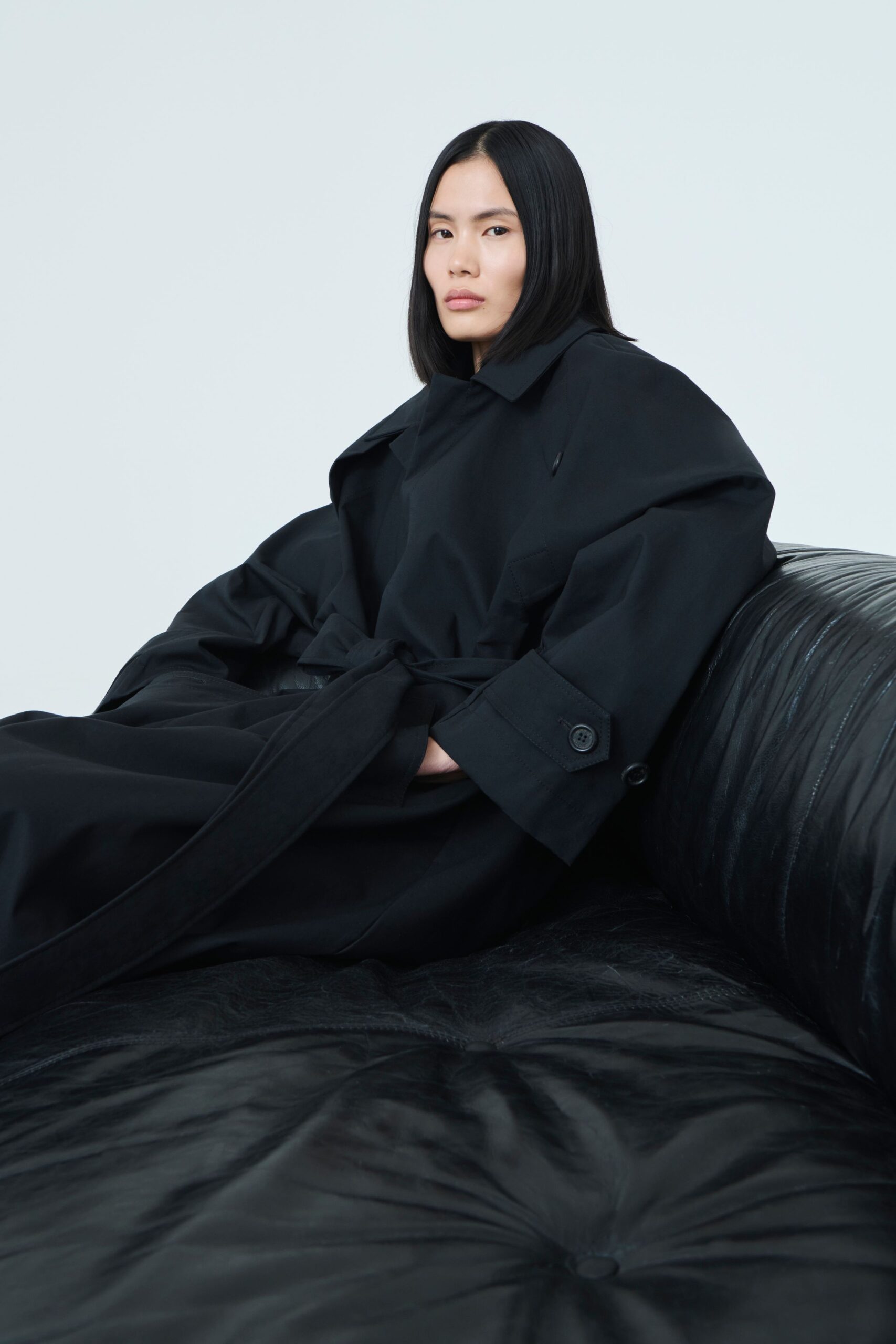 oversized black cotton coat