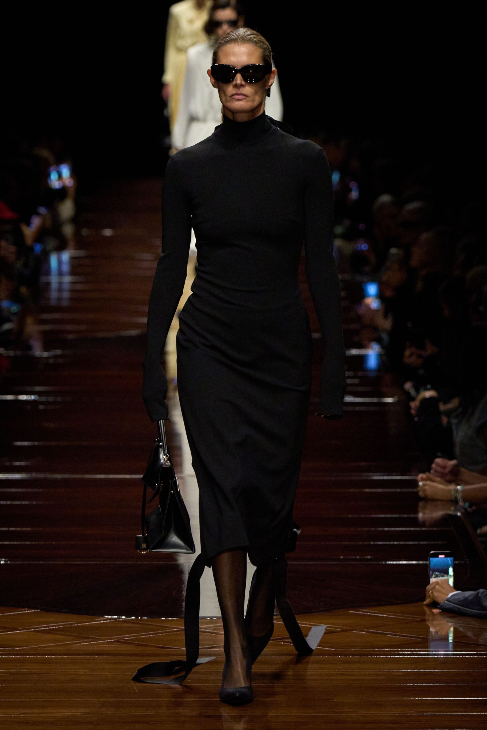 black fitted midi dress