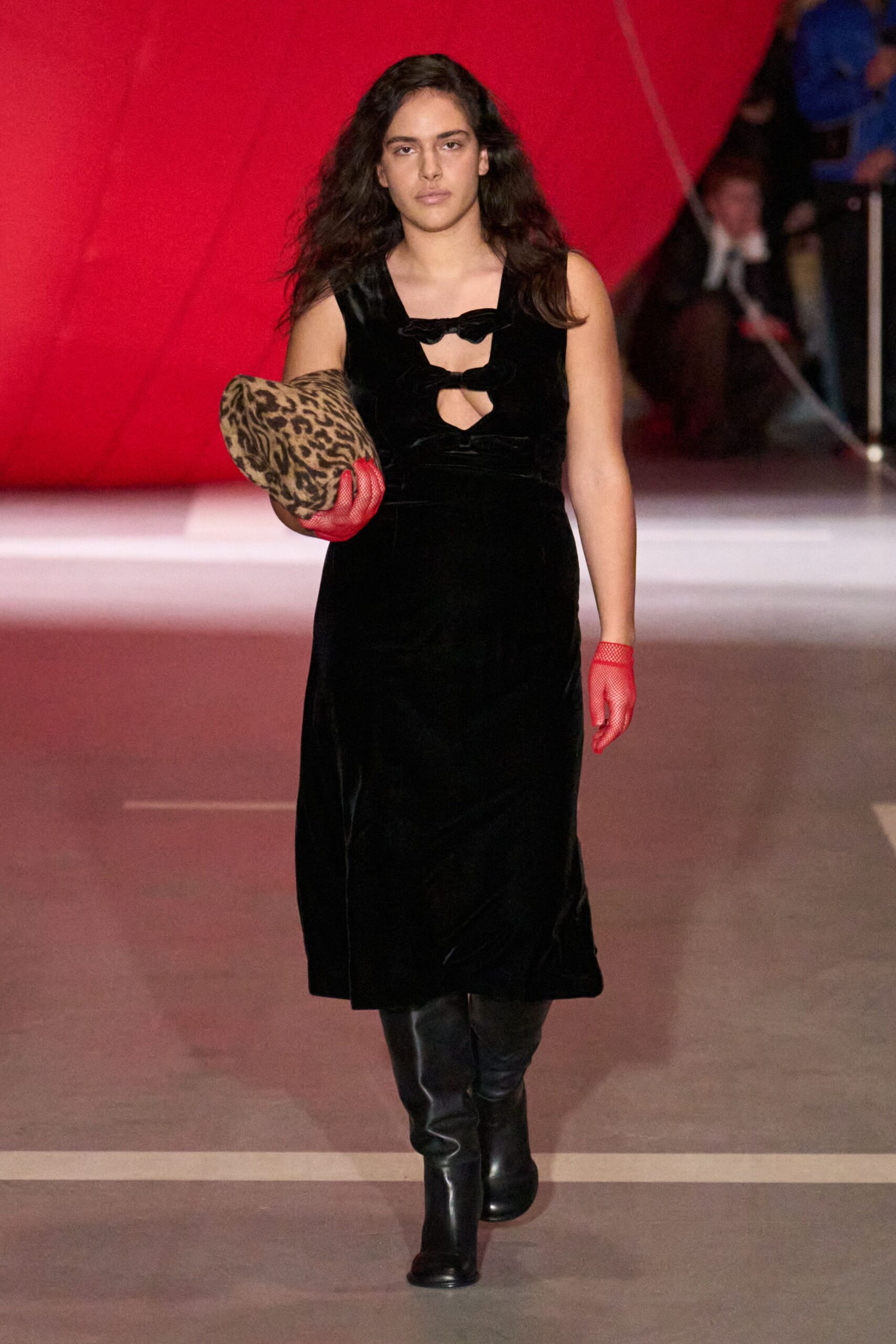 black velvet midi dress with cutouts