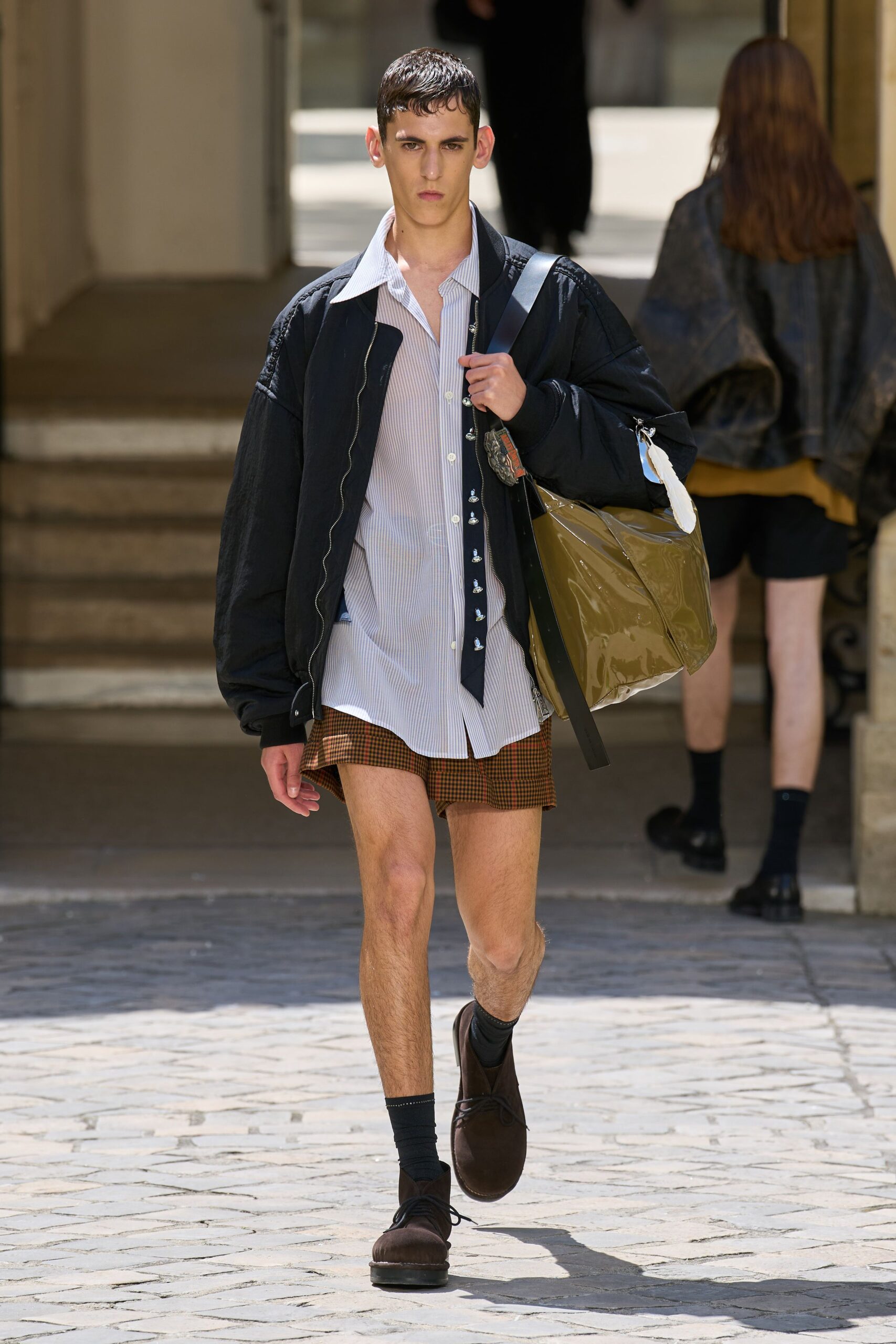 black relaxed jacket with shorts