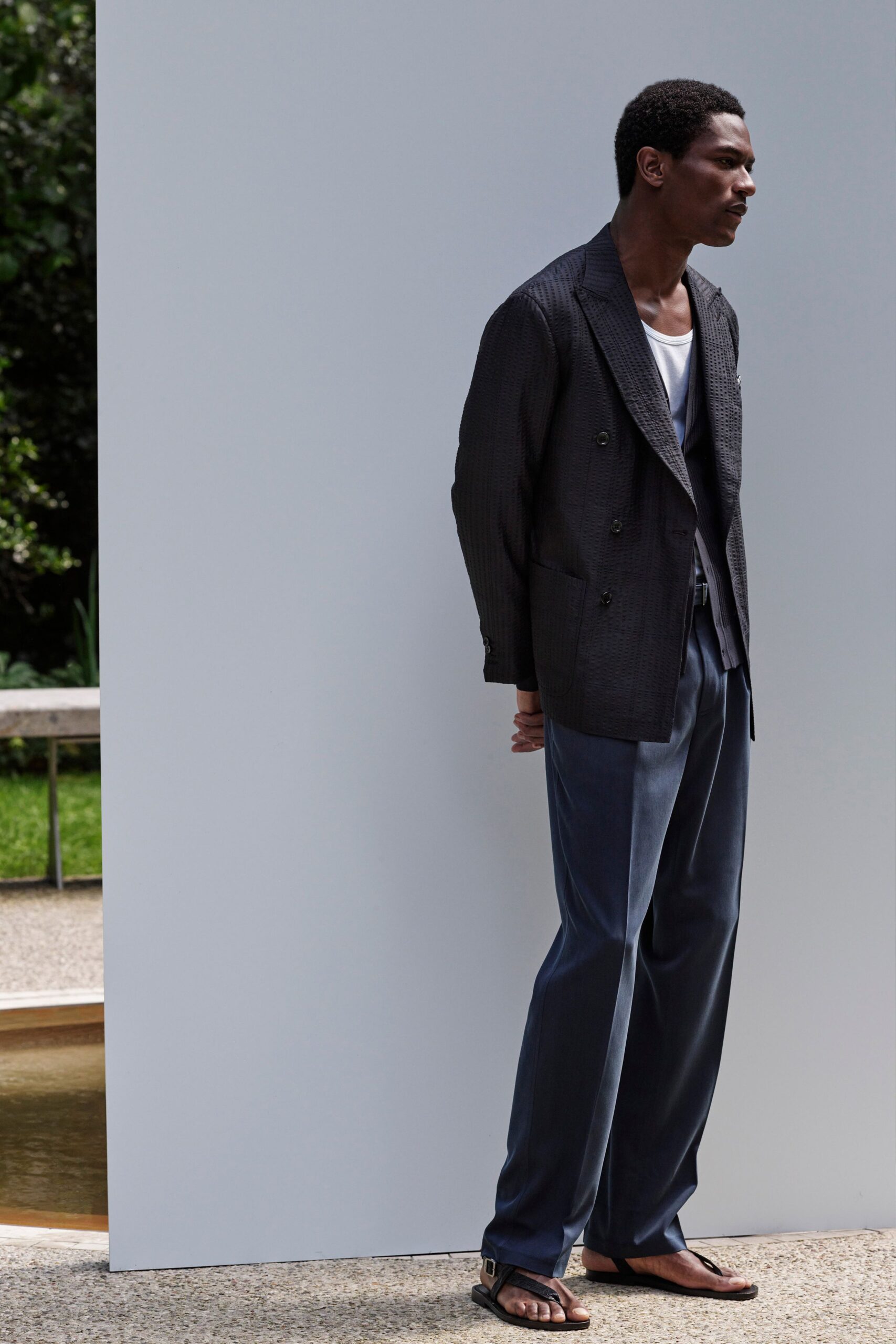 black tailored blazer with white shirt