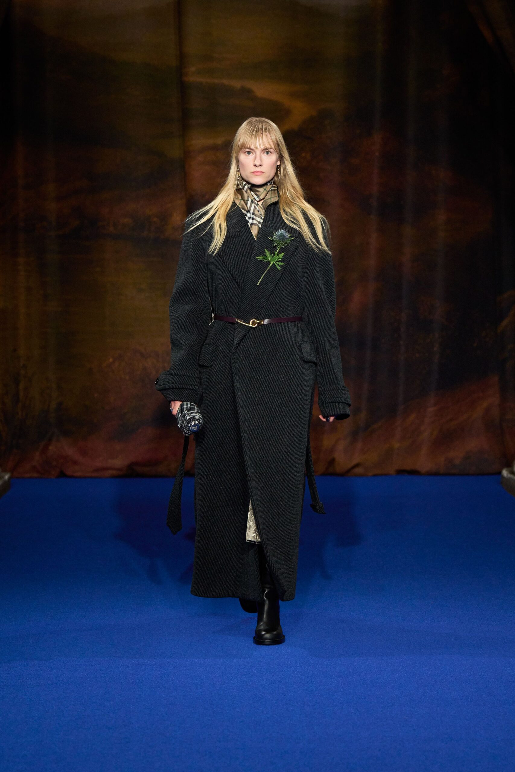 black wool coat with layered dress