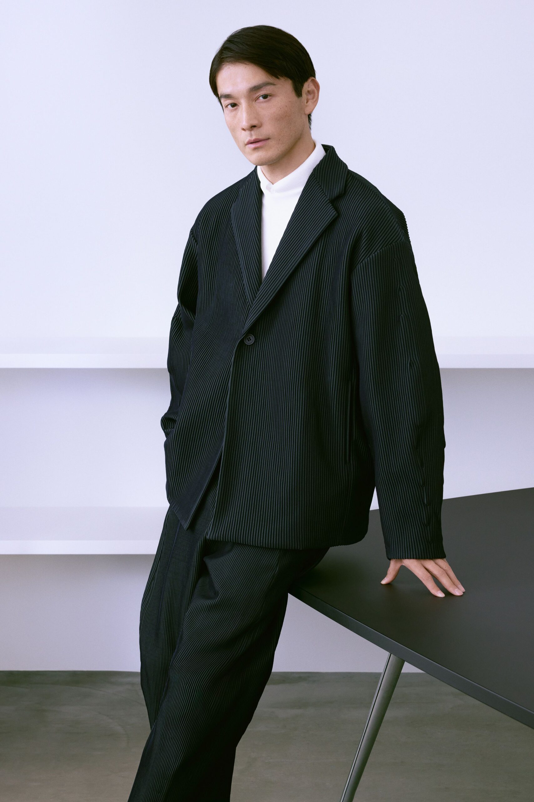 black striped blazer and pants