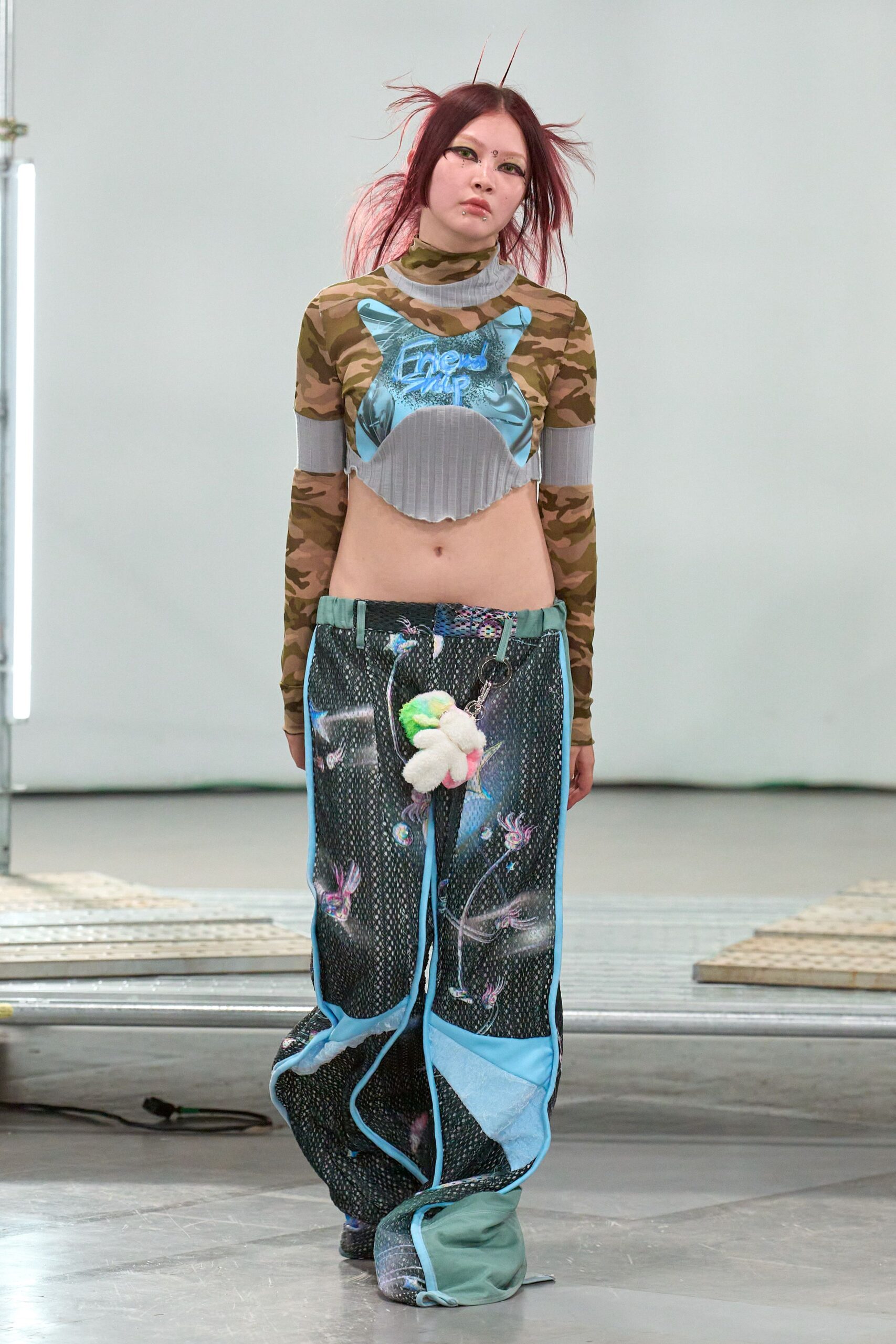 camouflage top with mesh pants