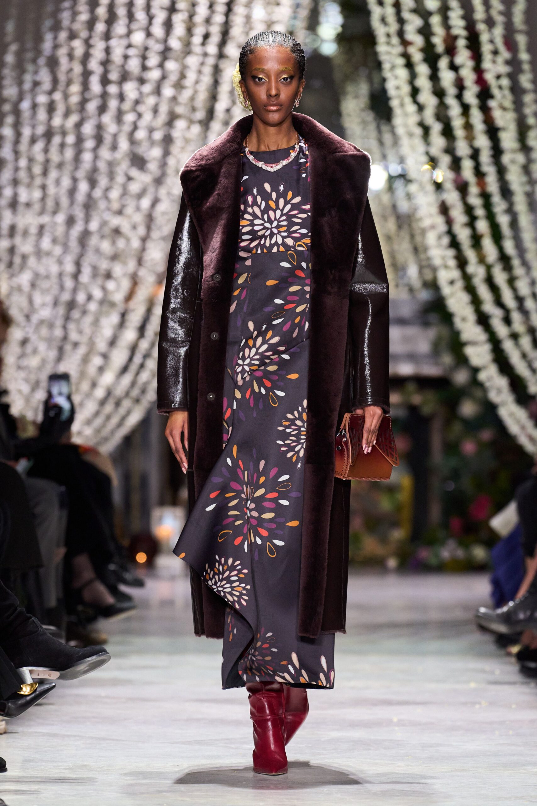 floral maxi dress with coat