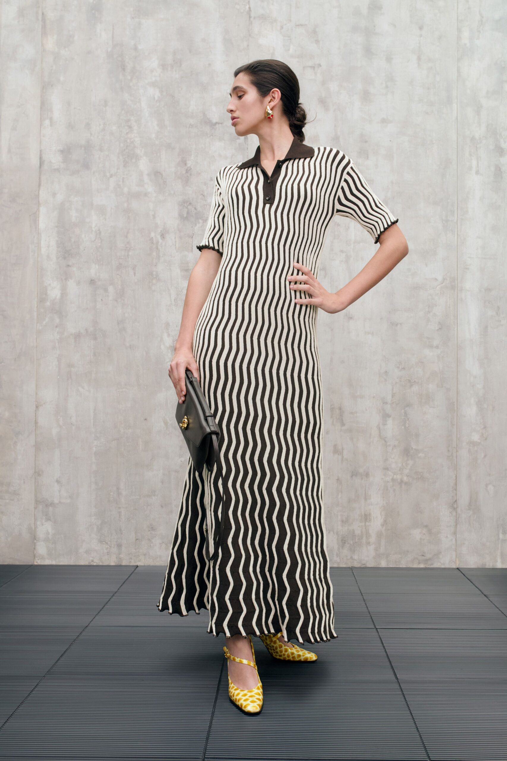 black and white striped maxi dress