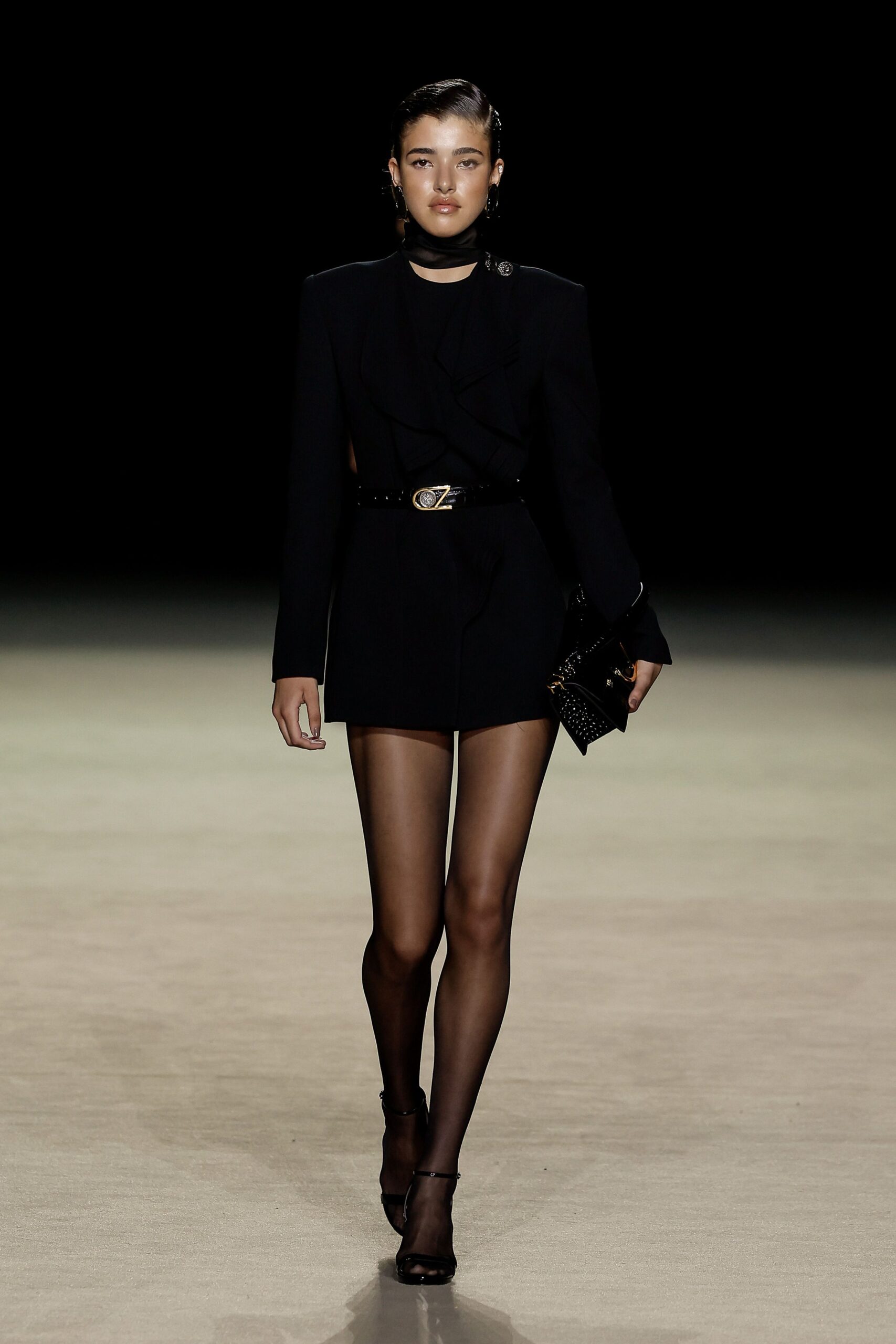 black fitted blazer with shorts