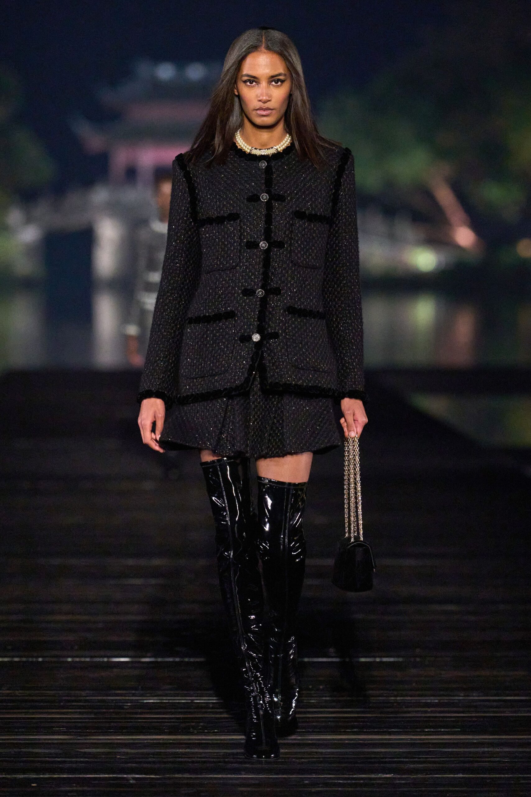 black silk jacket and mini skirt