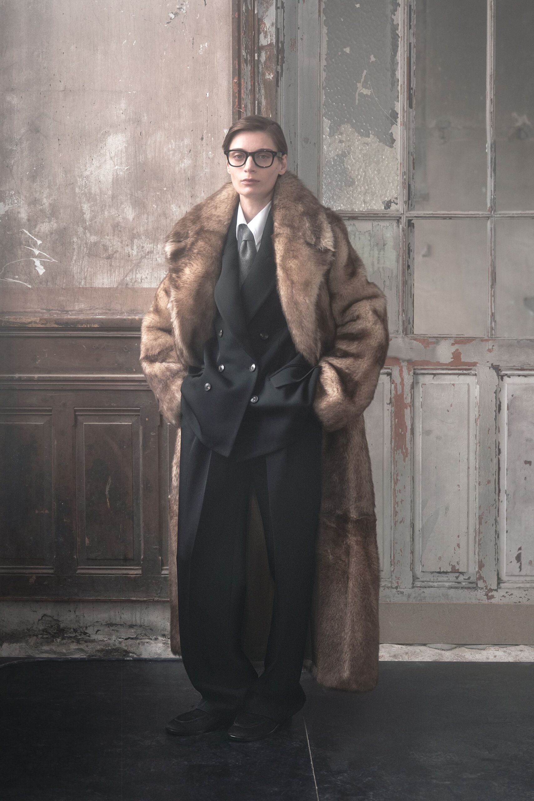 brown fur relaxed coat
