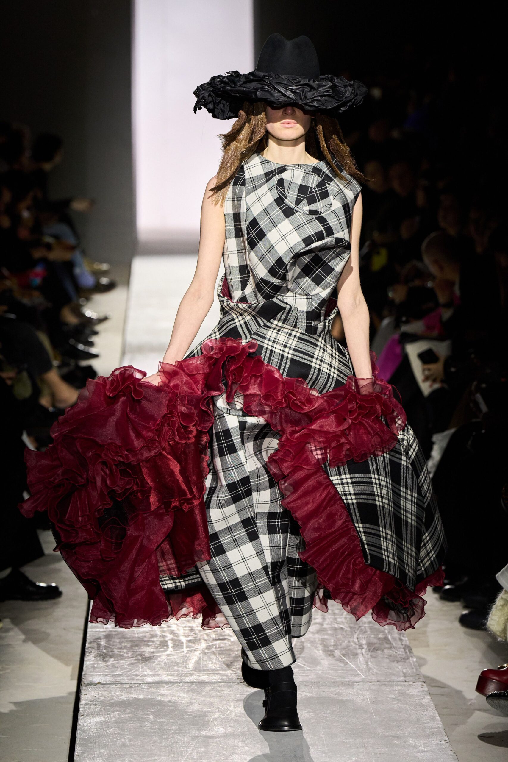 plaid maxi dress with ruffles