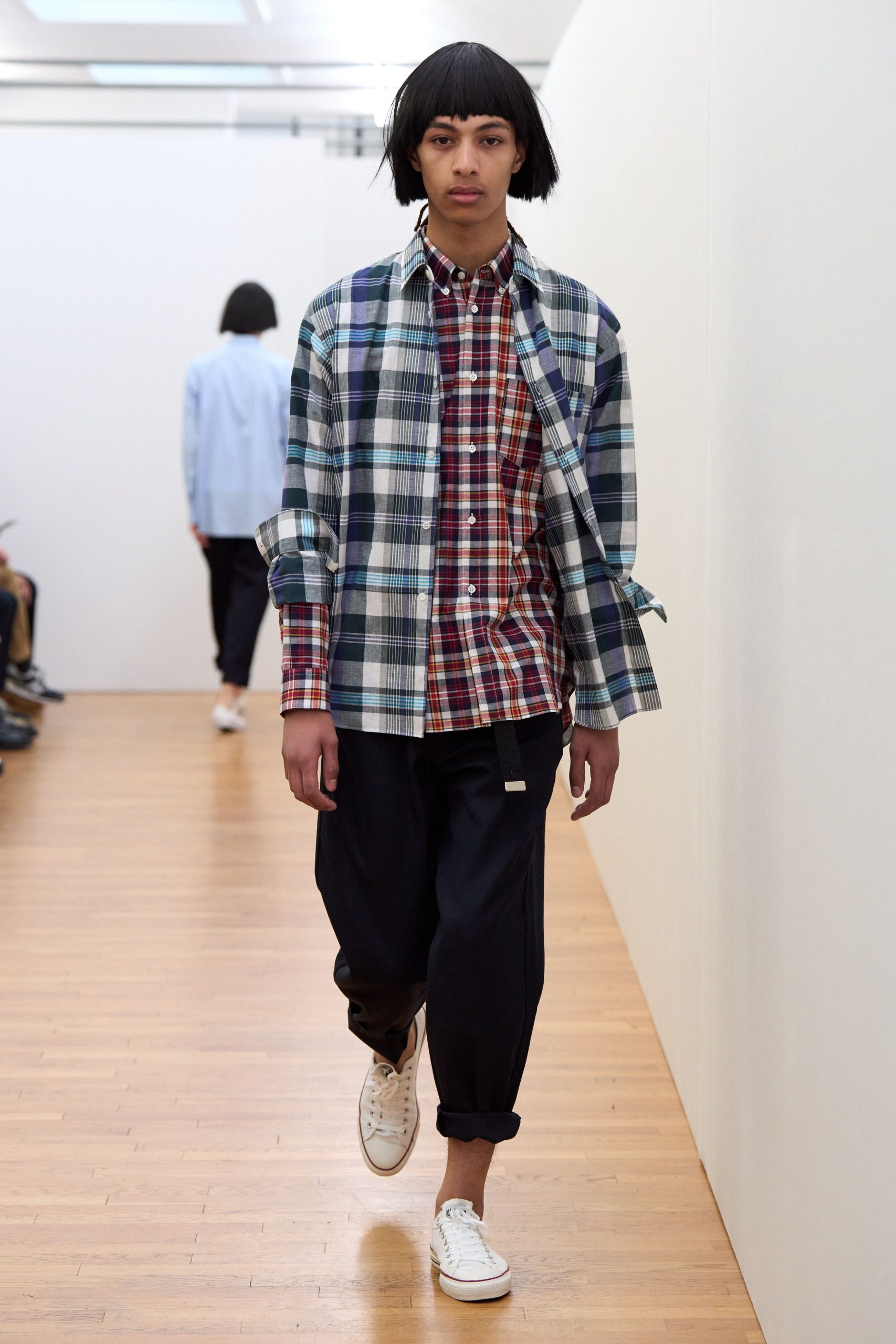 relaxed checked shirt with pants