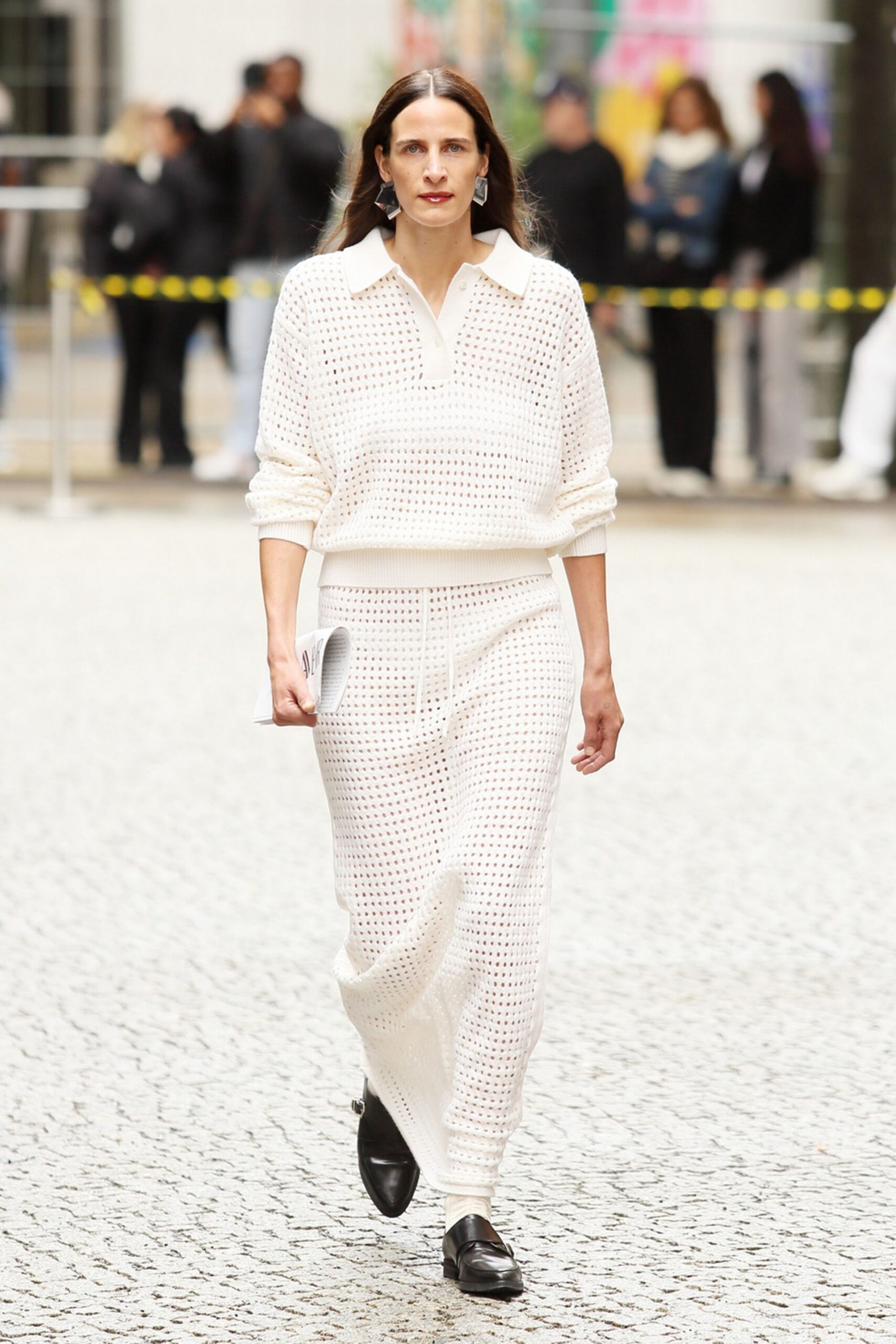white cotton relaxed textured midi skirt