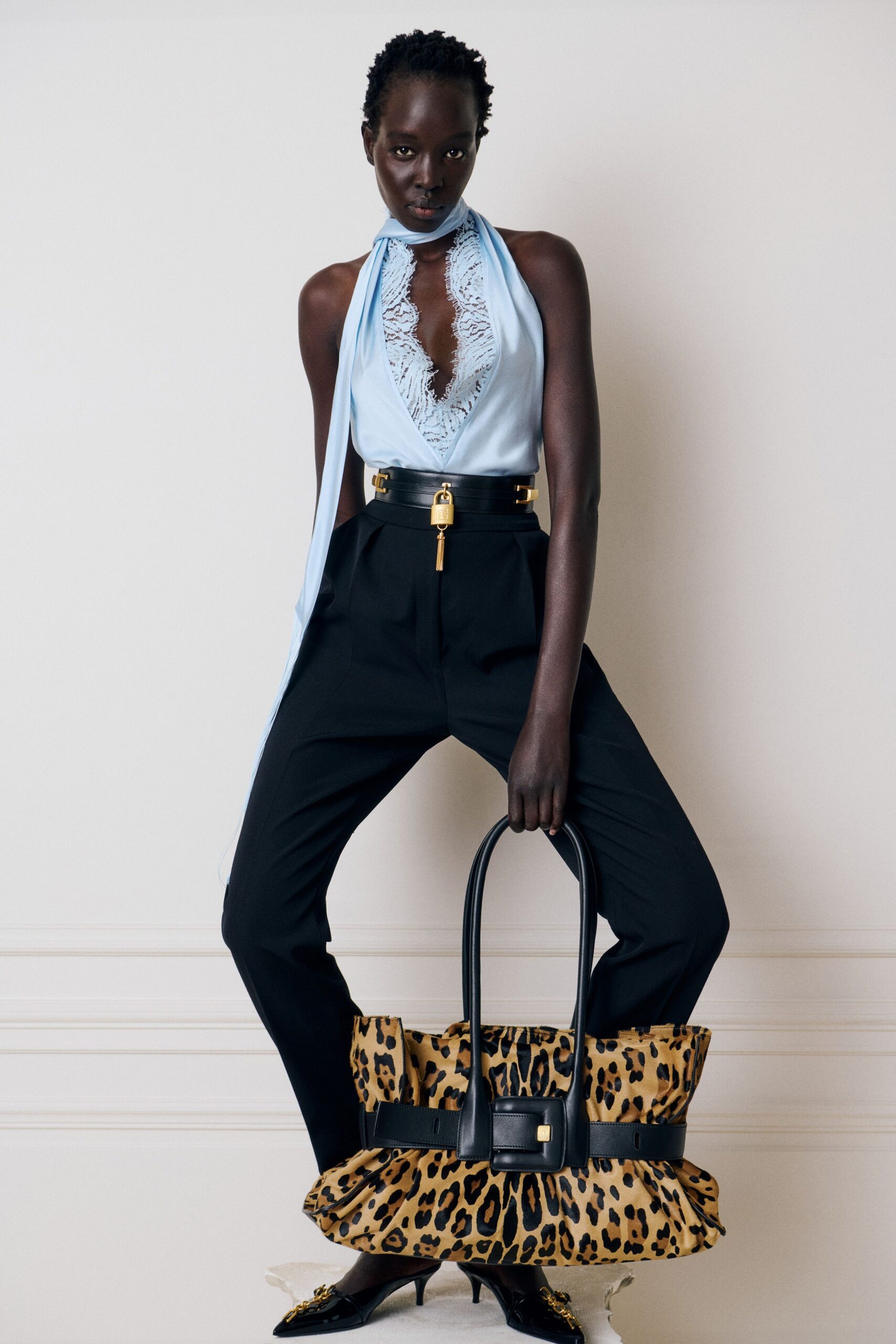 brown leather animal-print bag
