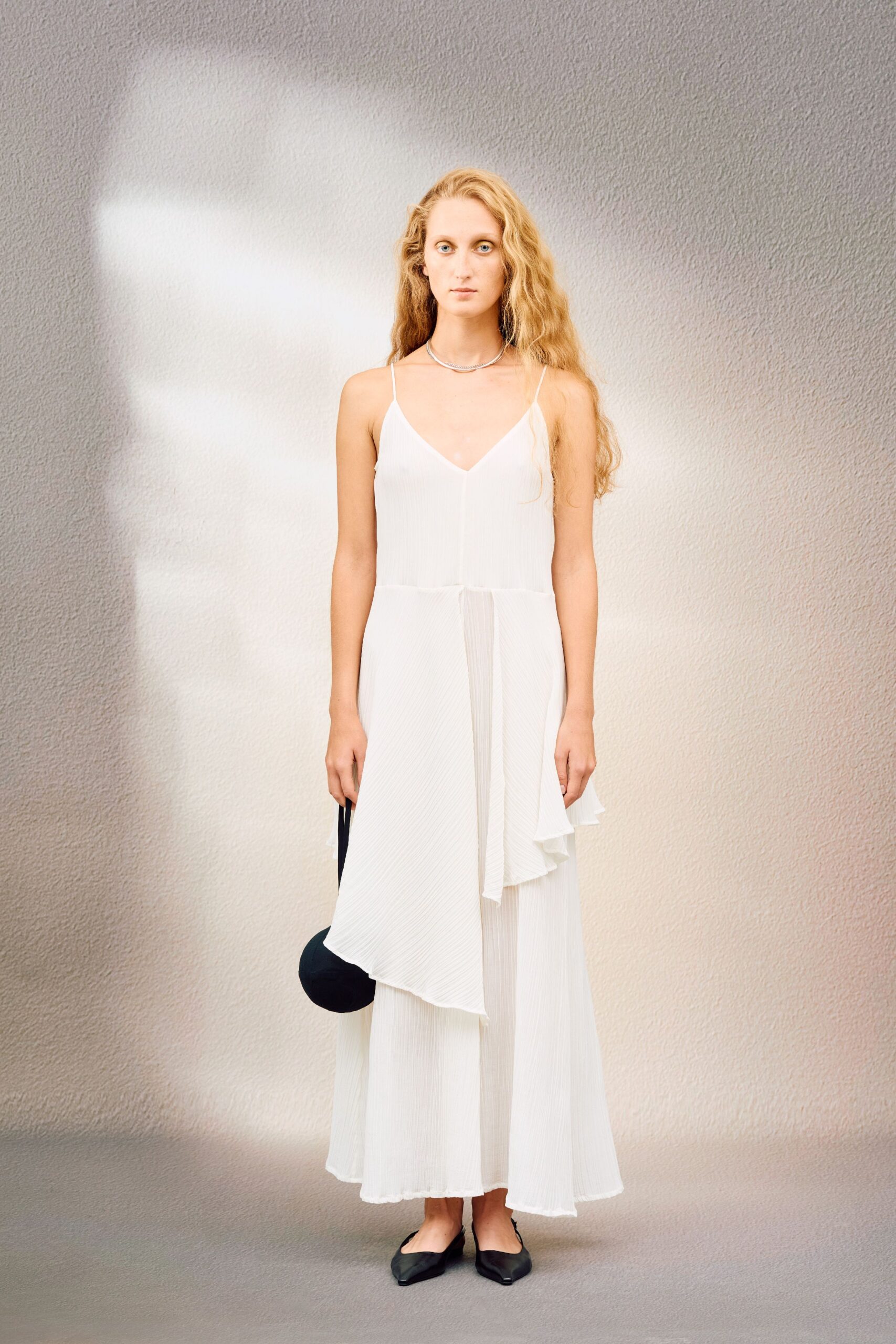 white asymmetric maxi dress
