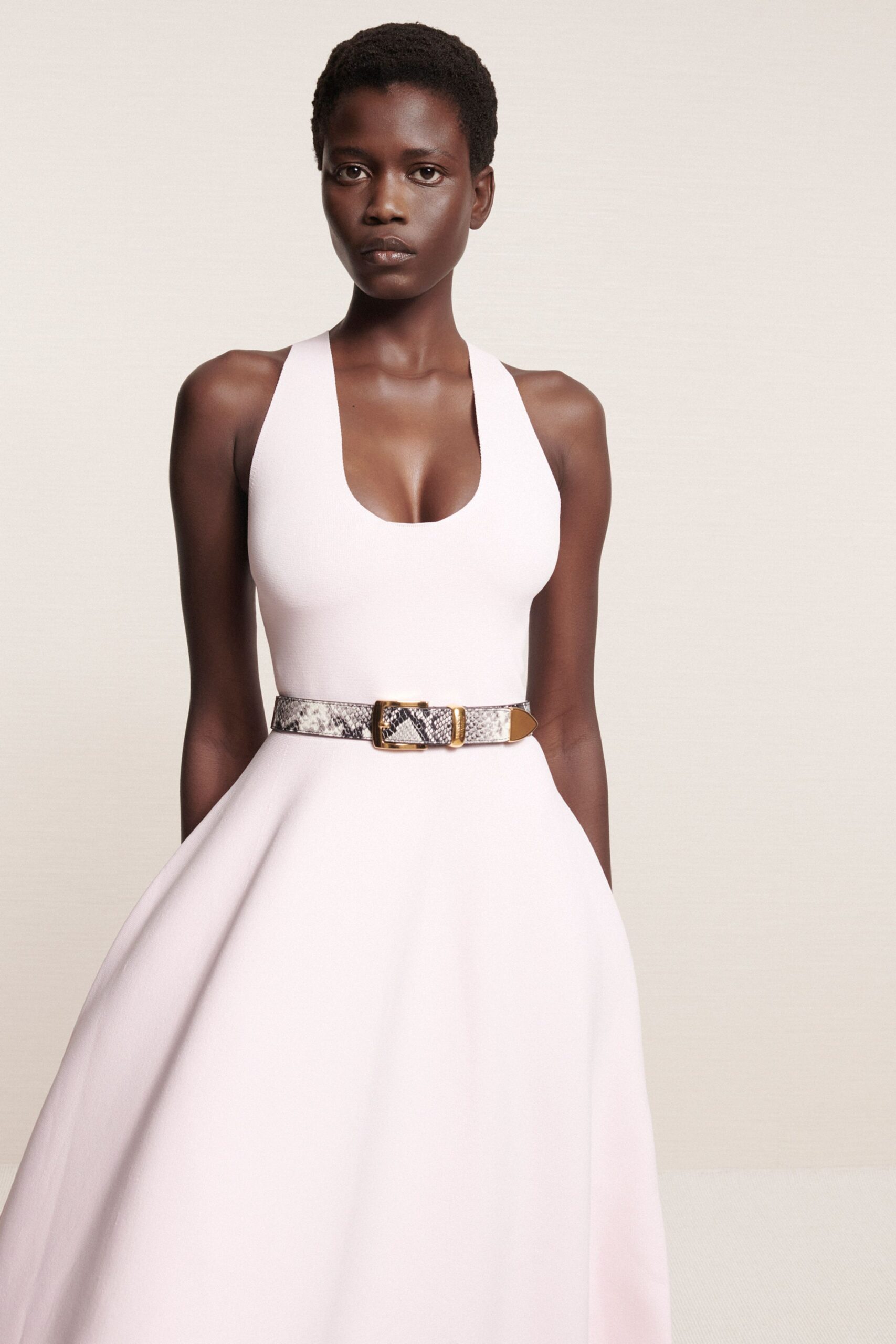 brown leather printed belt