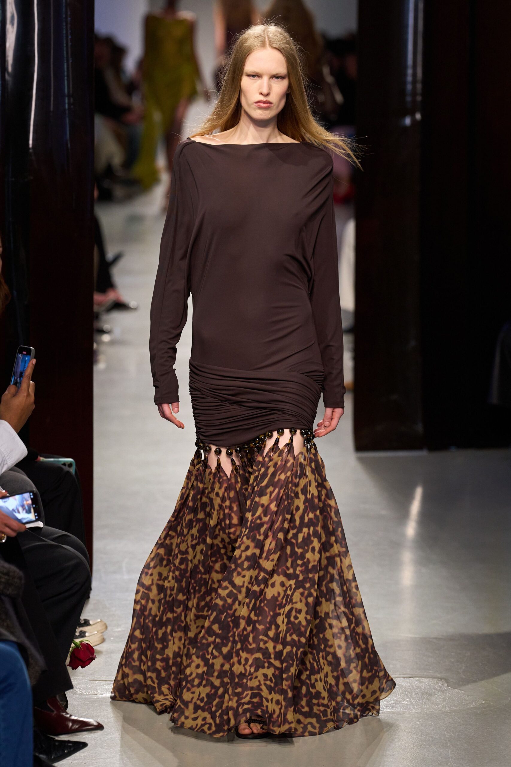 brown multi animal-print maxi dress