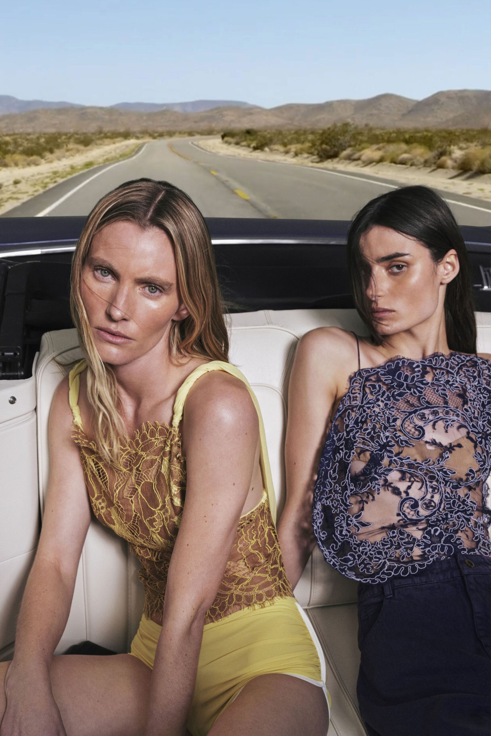 yellow and blue lace tops