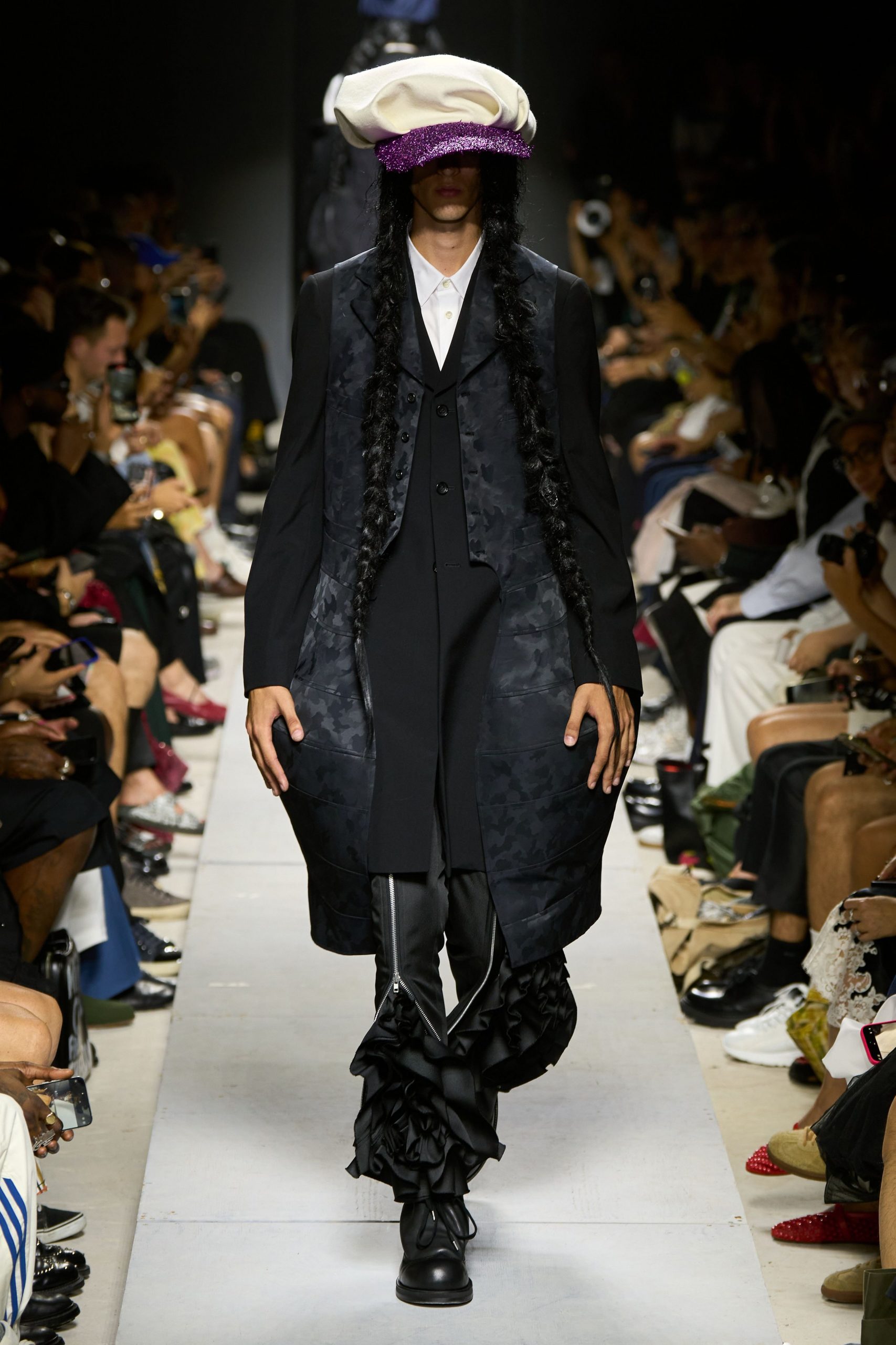 black silk fitted flared pants