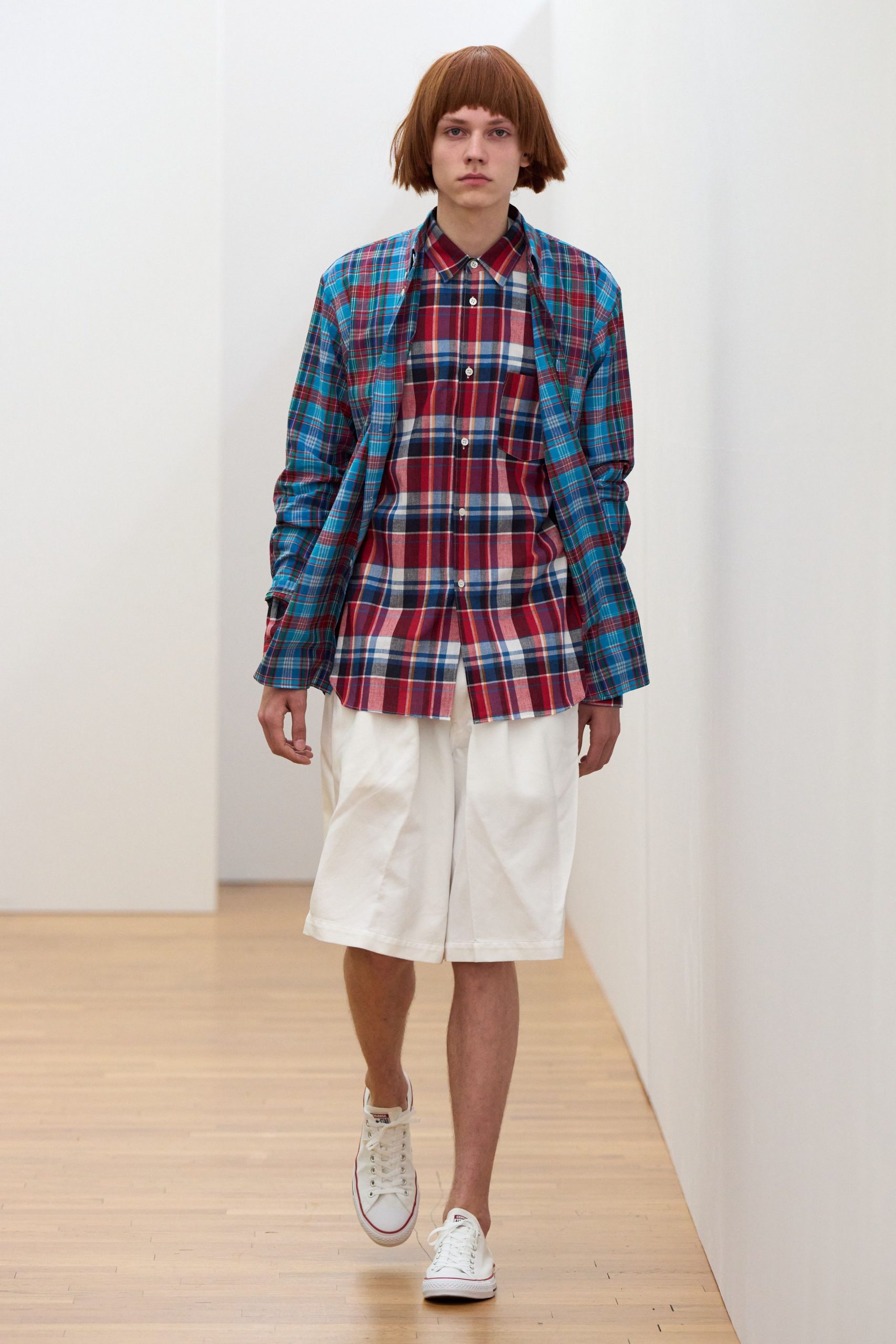 plaid shirt with white shorts