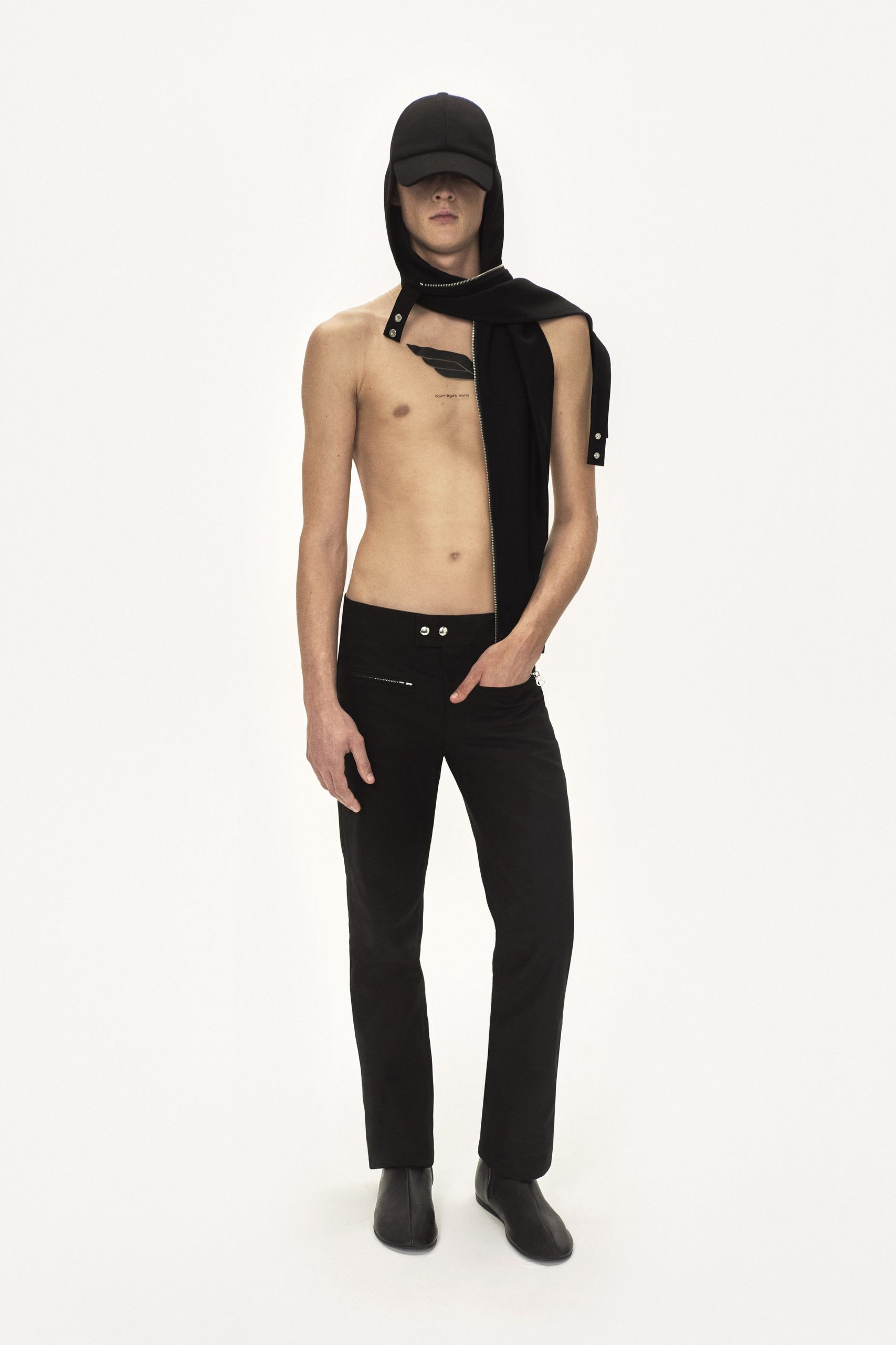 black fitted pants with jacket