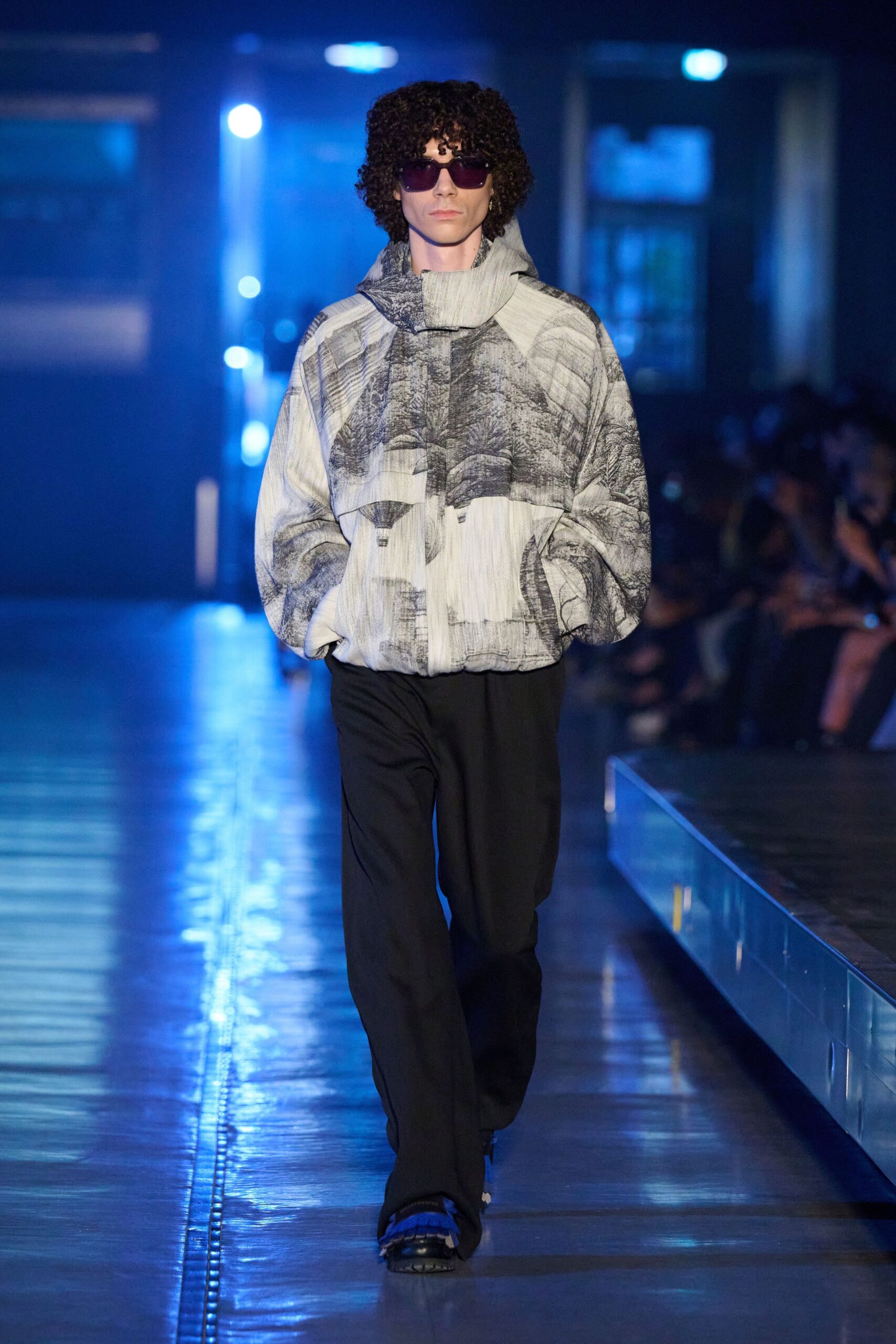oversized printed hoodie with black pants