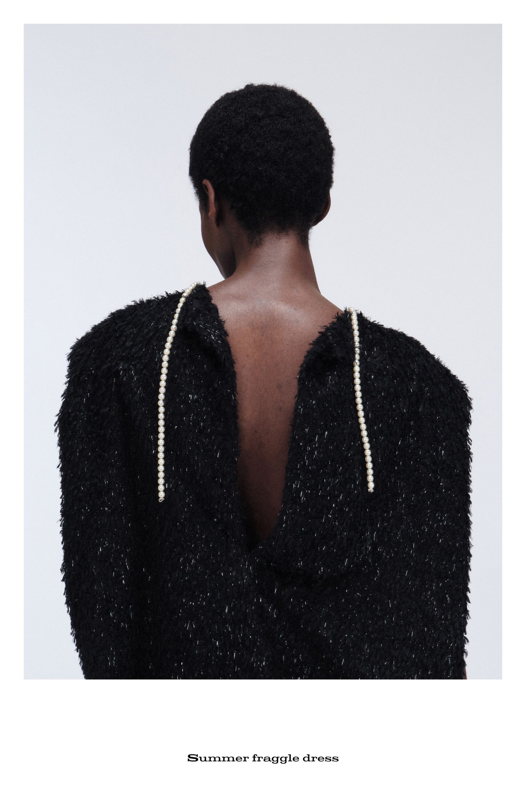 black fringed backless dress